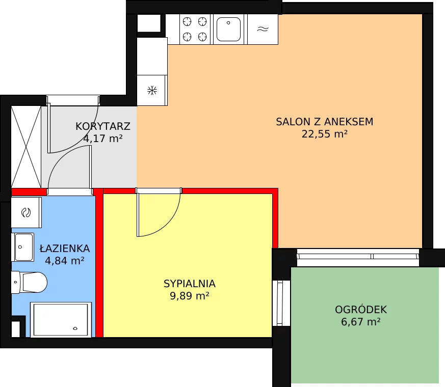 Mieszkanie 41,84 m², parter, oferta nr 7, Mochtyńska, Warszawa, Białołęka, Kobiałka, ul. Mochtyńska 56