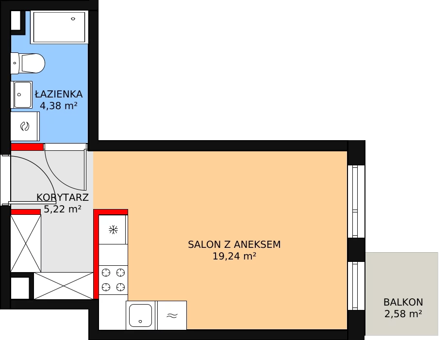 Mieszkanie 28,94 m², piętro 1, oferta nr 16, Mochtyńska, Warszawa, Białołęka, Kobiałka, ul. Mochtyńska 56