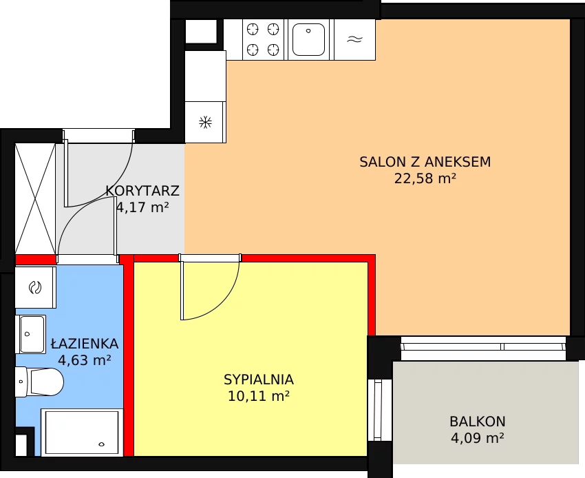 Mieszkanie 41,88 m², piętro 1, oferta nr 17, Mochtyńska, Warszawa, Białołęka, Kobiałka, ul. Mochtyńska 56