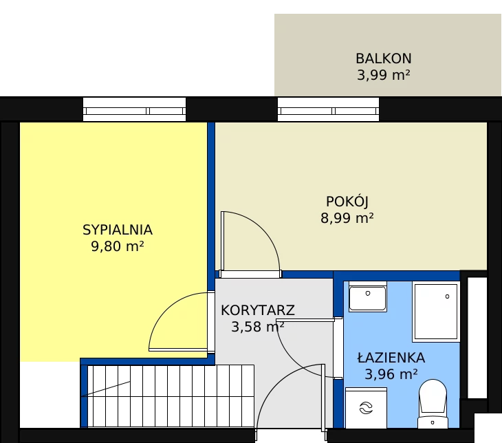 3 pokoje, mieszkanie 57,05 m², piętro 1, oferta nr 21, Mochtyńska, Warszawa, Białołęka, Kobiałka, ul. Mochtyńska 56