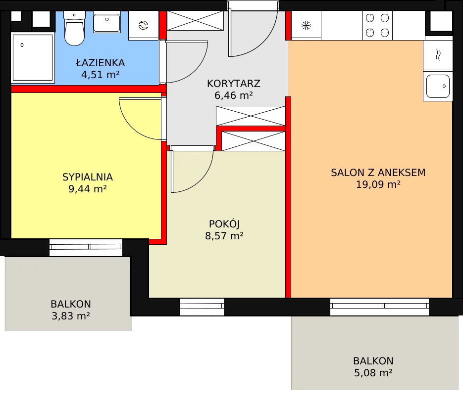 Mieszkanie 48,55 m², piętro 2, oferta nr 30, Mochtyńska, Warszawa, Białołęka, Kobiałka, ul. Mochtyńska 56