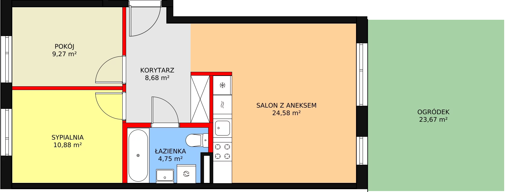 Mieszkanie 58,75 m², parter, oferta nr 41, Mochtyńska, Warszawa, Białołęka, Kobiałka, ul. Mochtyńska 56