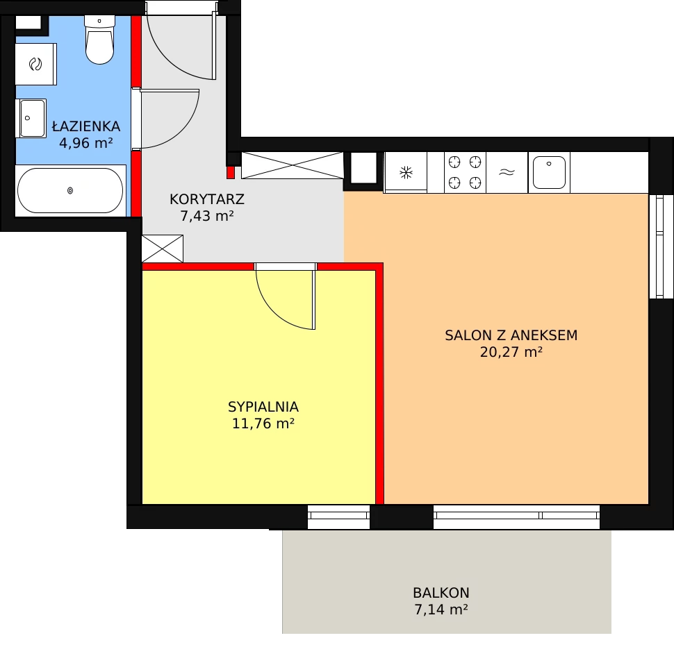 Mieszkanie 44,81 m², piętro 1, oferta nr 47, Mochtyńska, Warszawa, Białołęka, Kobiałka, ul. Mochtyńska 56