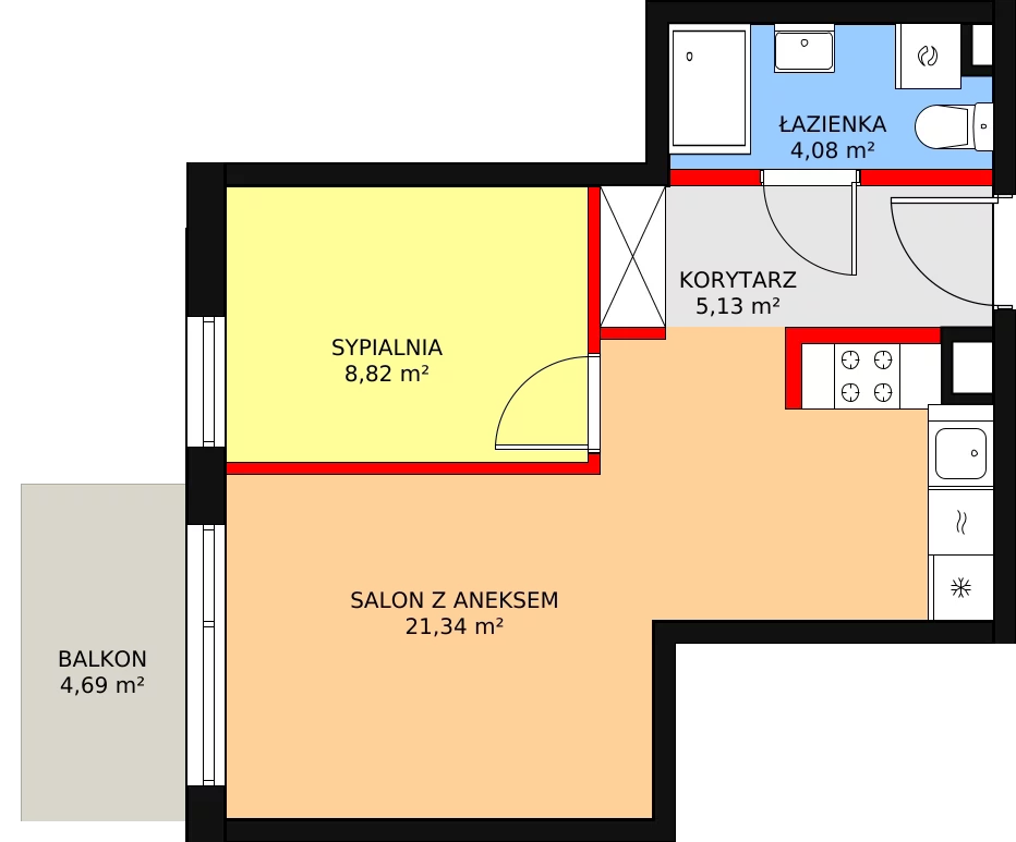 Mieszkanie 39,61 m², piętro 1, oferta nr 48, Mochtyńska, Warszawa, Białołęka, Kobiałka, ul. Mochtyńska 56