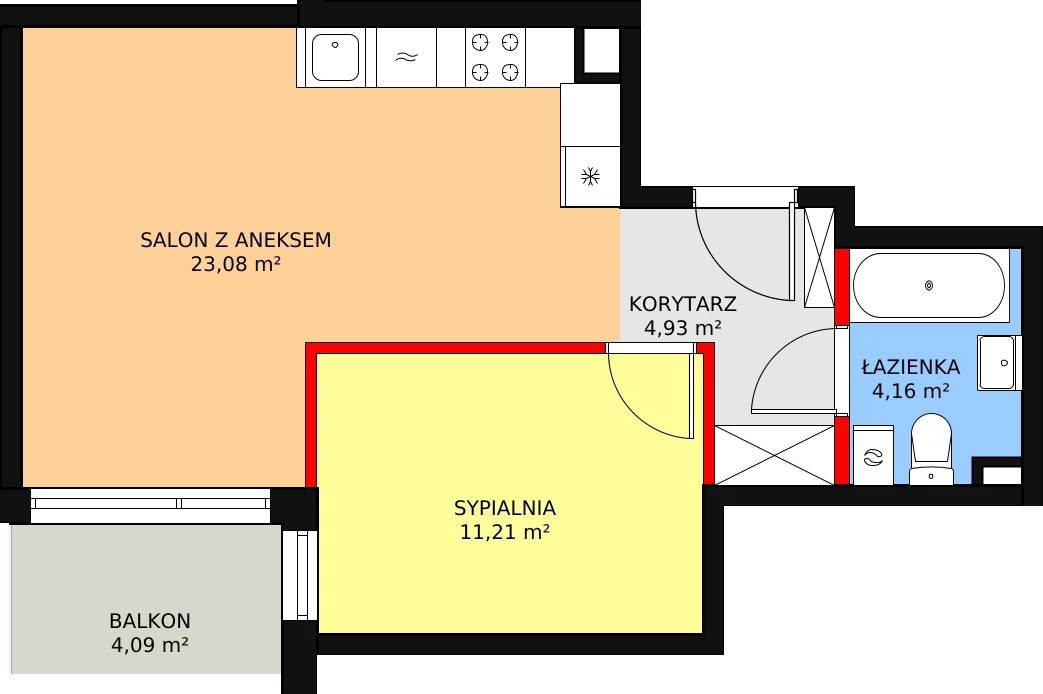 Mieszkanie 43,74 m², piętro 1, oferta nr 49, Mochtyńska, Warszawa, Białołęka, Kobiałka, ul. Mochtyńska 56