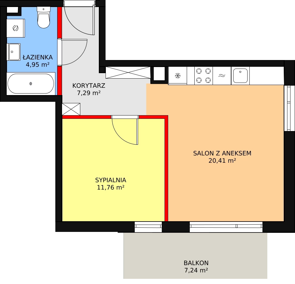 Mieszkanie 44,82 m², piętro 2, oferta nr 59, Mochtyńska, Warszawa, Białołęka, Kobiałka, ul. Mochtyńska 56