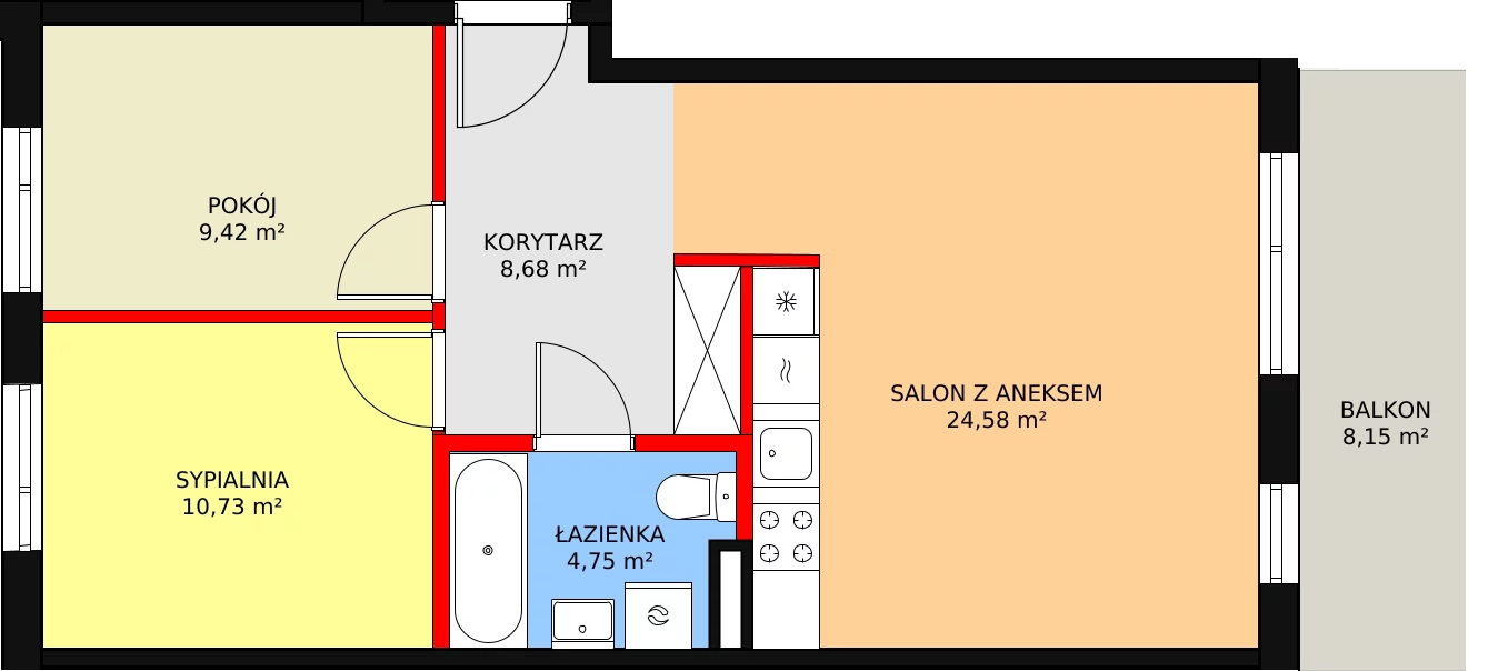 Mieszkanie 58,72 m², piętro 2, oferta nr 63, Mochtyńska, Warszawa, Białołęka, Kobiałka, ul. Mochtyńska 56