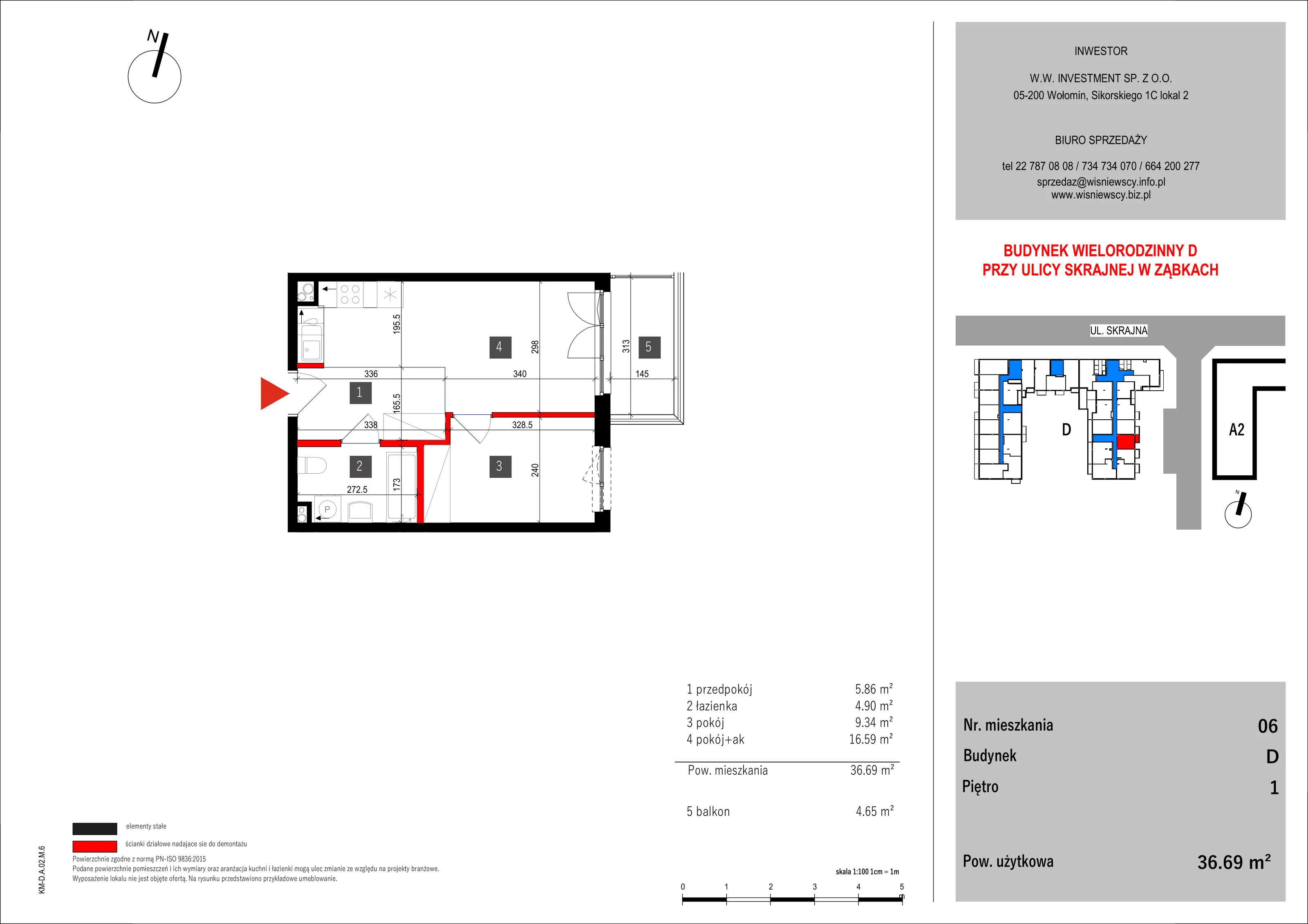 2 pokoje, mieszkanie 36,69 m², piętro 1, oferta nr 6, SKRAJNA 9, Ząbki, ul. Skrajna 9