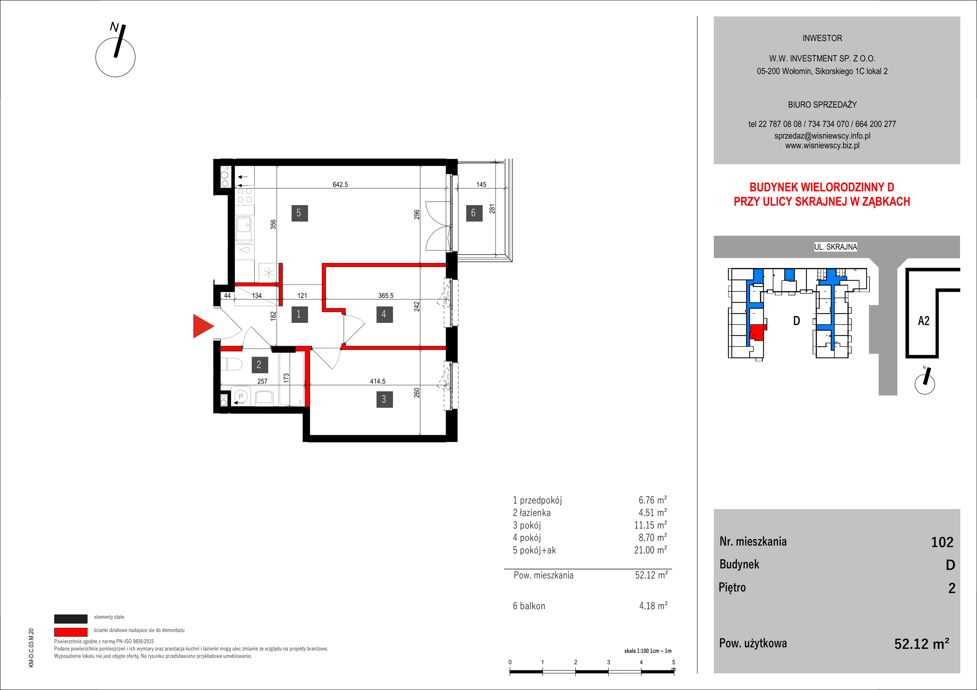 3 pokoje, mieszkanie 52,12 m², piętro 2, oferta nr 102, SKRAJNA 9, Ząbki, ul. Skrajna 9