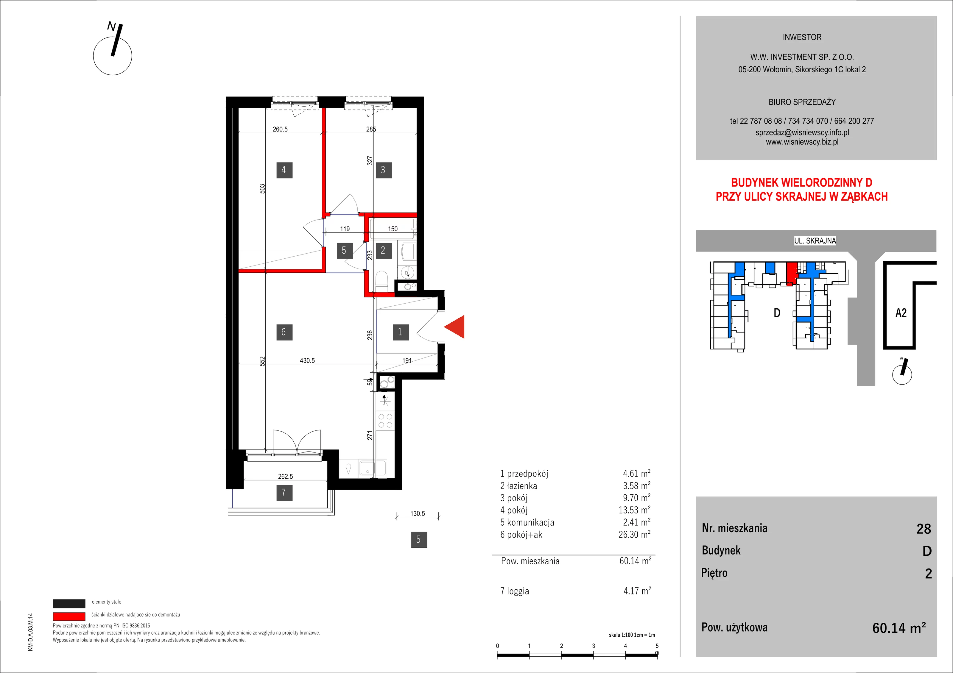3 pokoje, mieszkanie 60,14 m², piętro 2, oferta nr 28, SKRAJNA 9, Ząbki, ul. Skrajna 9