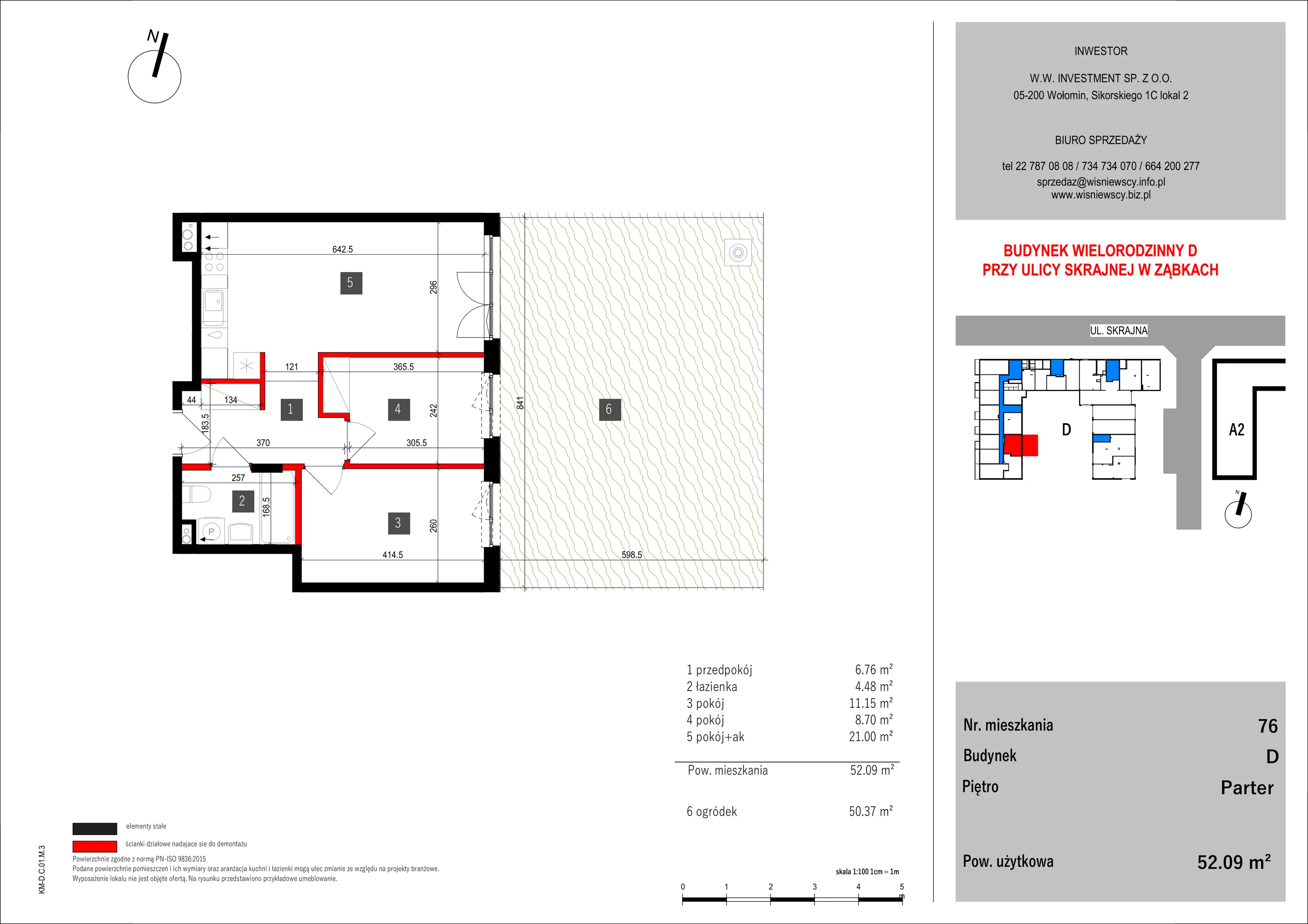 3 pokoje, mieszkanie 52,09 m², parter, oferta nr 76, SKRAJNA 9, Ząbki, ul. Skrajna 9