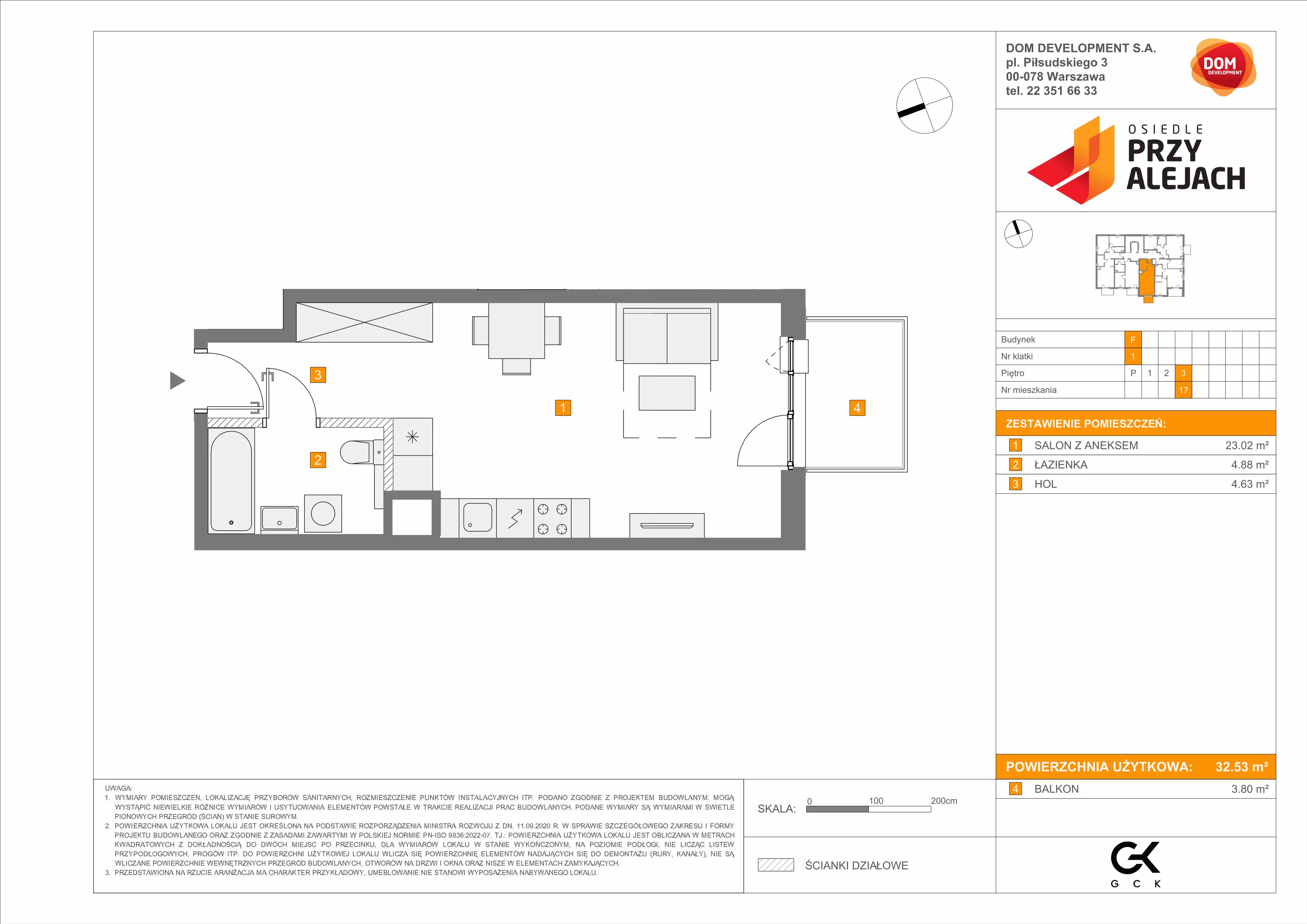 Mieszkanie 32,53 m², piętro 3, oferta nr F/17, Osiedle przy Alejach, Warszawa, Włochy, Stare Włochy, Aleje Jerozolimskie 190