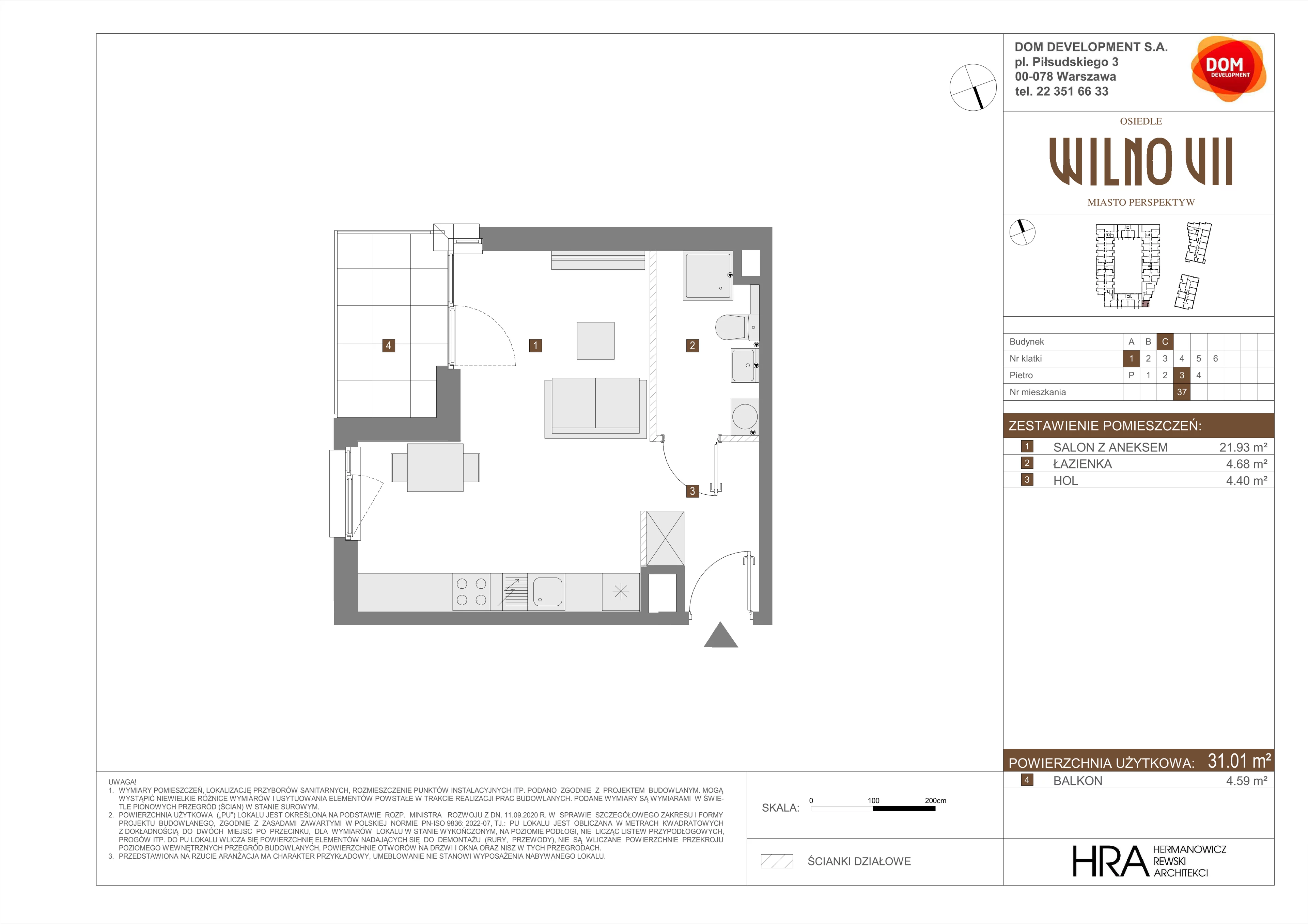 Mieszkanie 31,01 m², piętro 3, oferta nr C/37, Osiedle Wilno 7, Warszawa, Targówek, Elsnerów, ul. Janowiecka