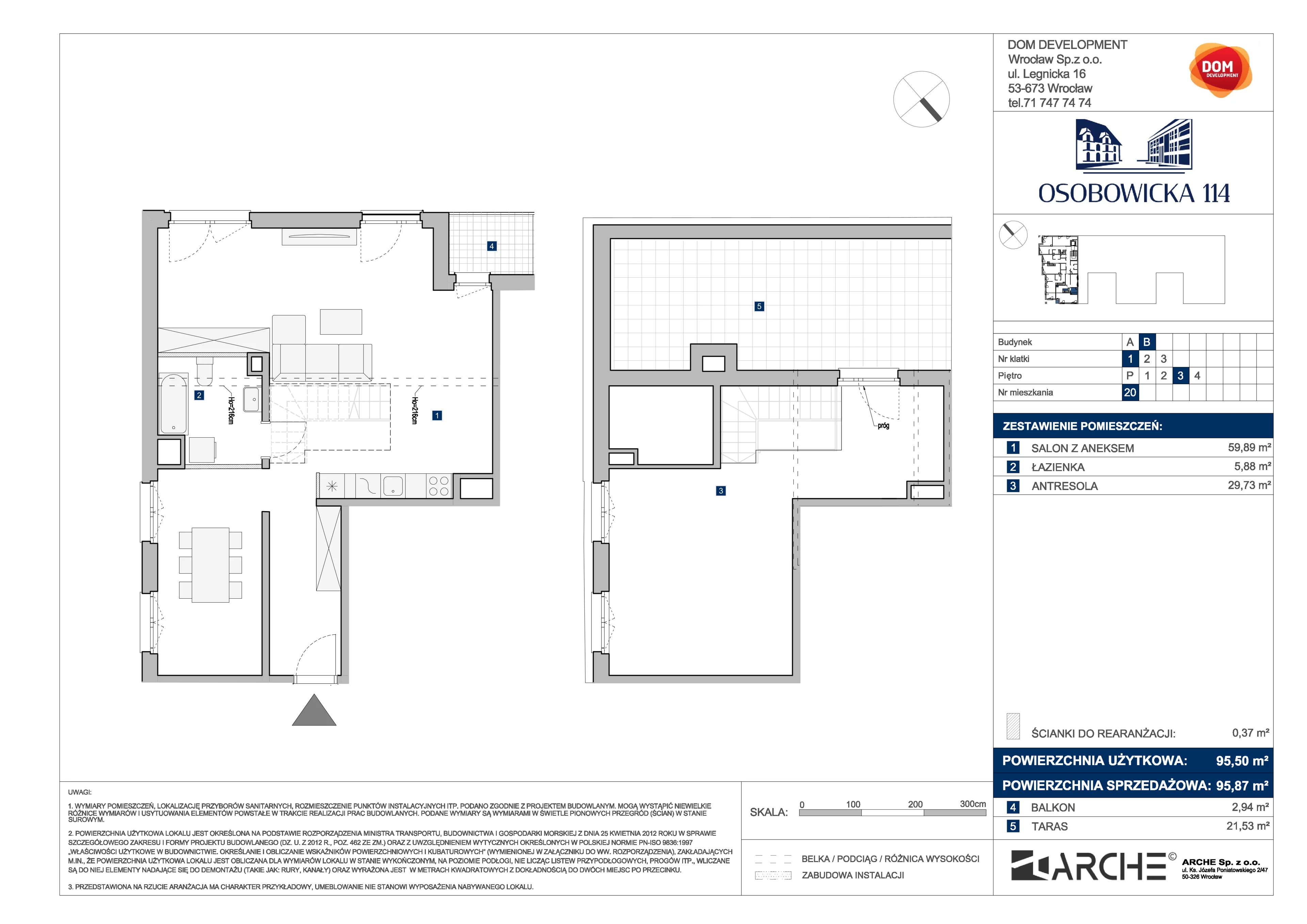1 pokój, mieszkanie 95,87 m², piętro 3, oferta nr B/20, Osobowicka 114, Wrocław, Osobowice-Rędzin, Fabryczna, ul. Osobowicka 114
