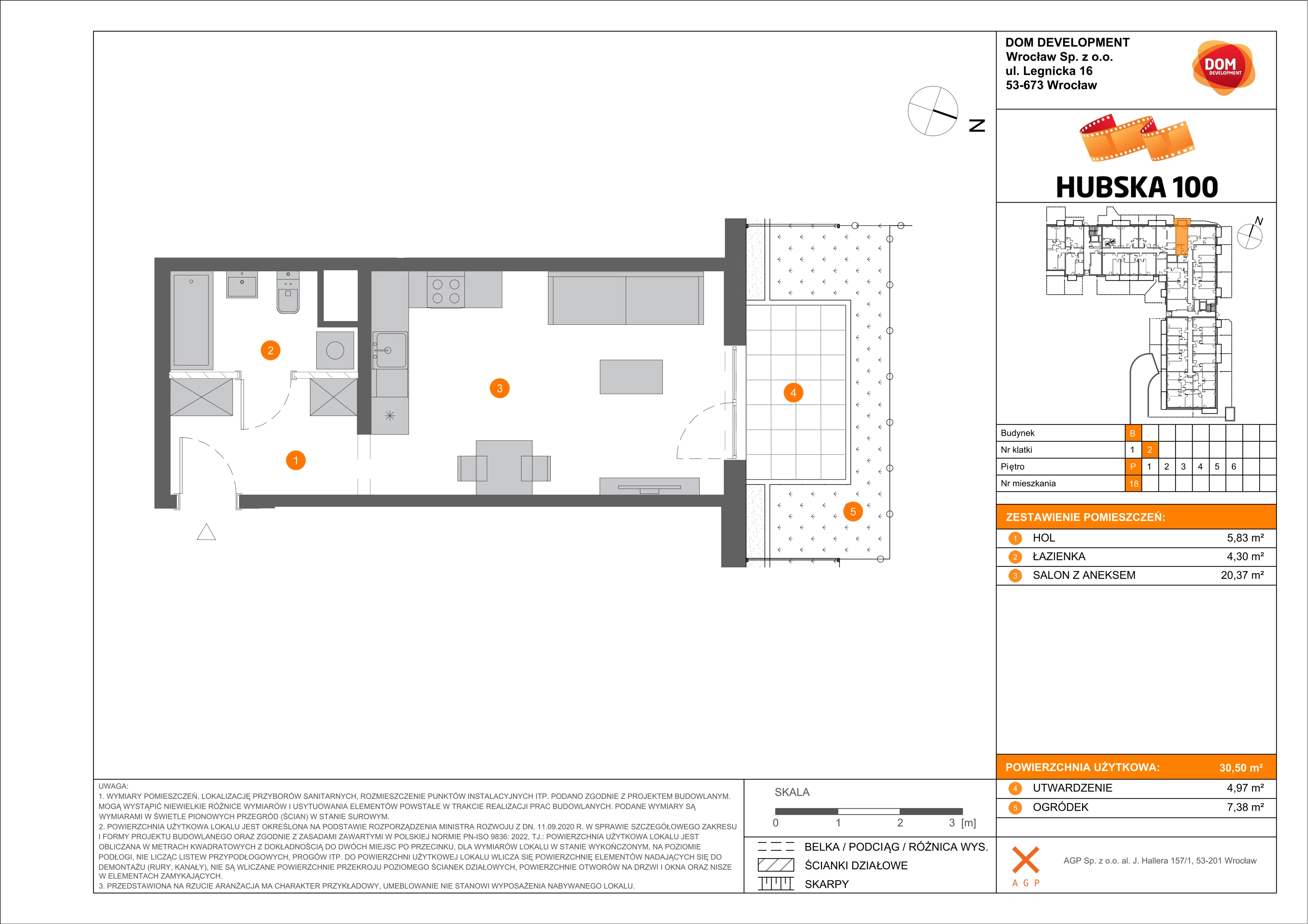 1 pokój, mieszkanie 30,50 m², parter, oferta nr B/18, Hubska 100, Wrocław, Huby, Krzyki, ul. Paczkowska