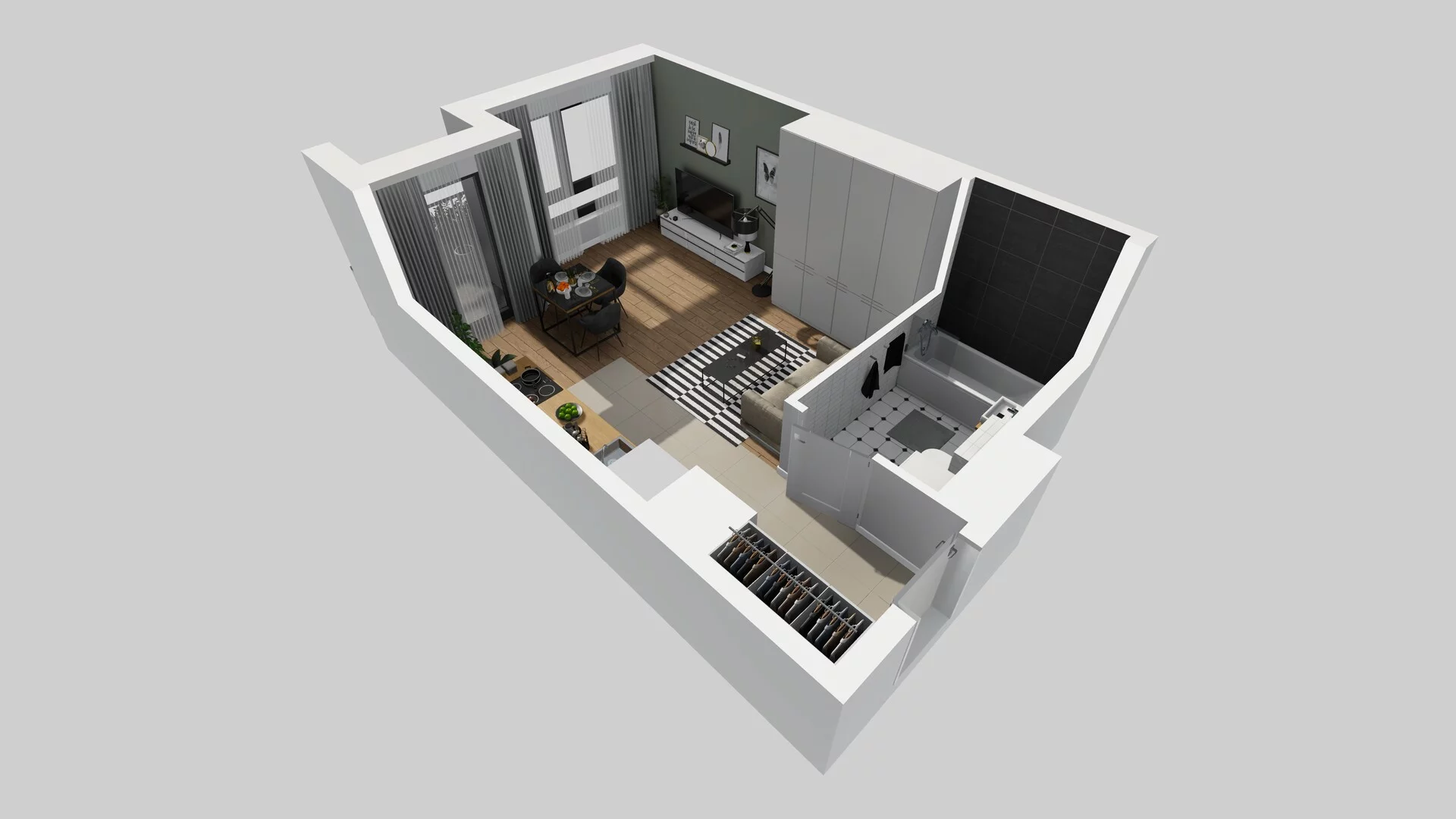 1 pokój, mieszkanie 34,23 m², piętro 3, oferta nr D/29, Osiedle Urbino 1.4, Warszawa, Włochy, Raków, ul. Równoległa