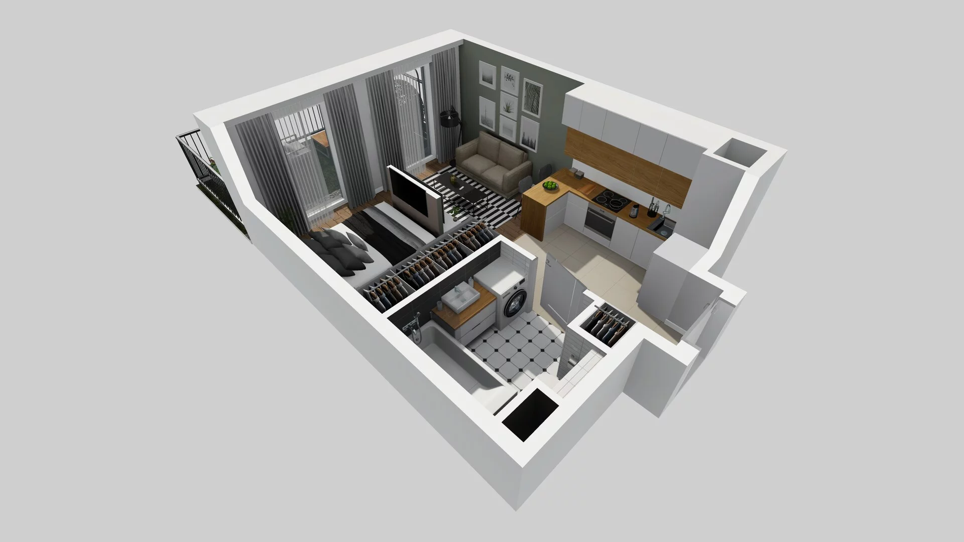 1 pokój, mieszkanie 29,91 m², parter, oferta nr F/2, Apartamenty Park Matecznego bud. F i G, Kraków, Podgórze, Mateczny, ul. Rydlówka / Nowoorawska