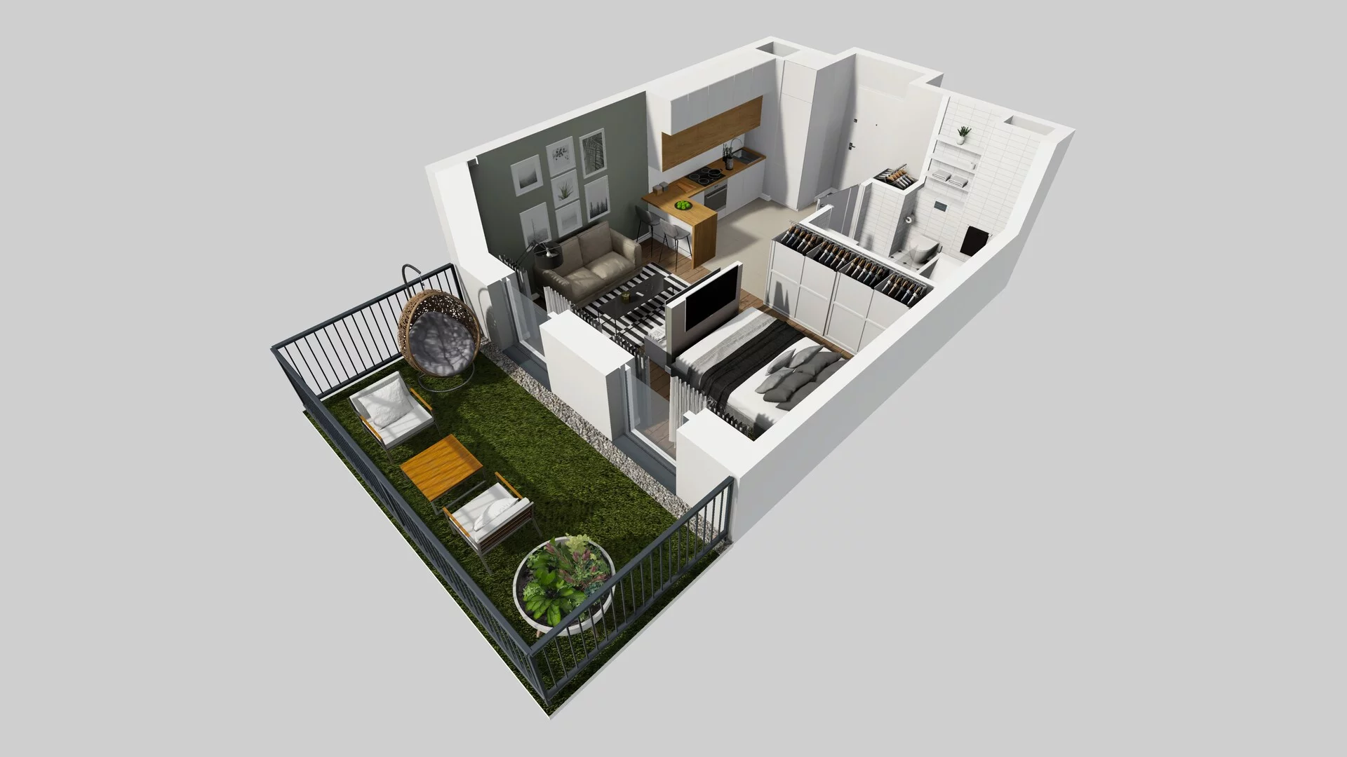1 pokój, mieszkanie 29,91 m², parter, oferta nr F/2, Apartamenty Park Matecznego bud. F i G, Kraków, Podgórze, Mateczny, ul. Rydlówka / Nowoorawska