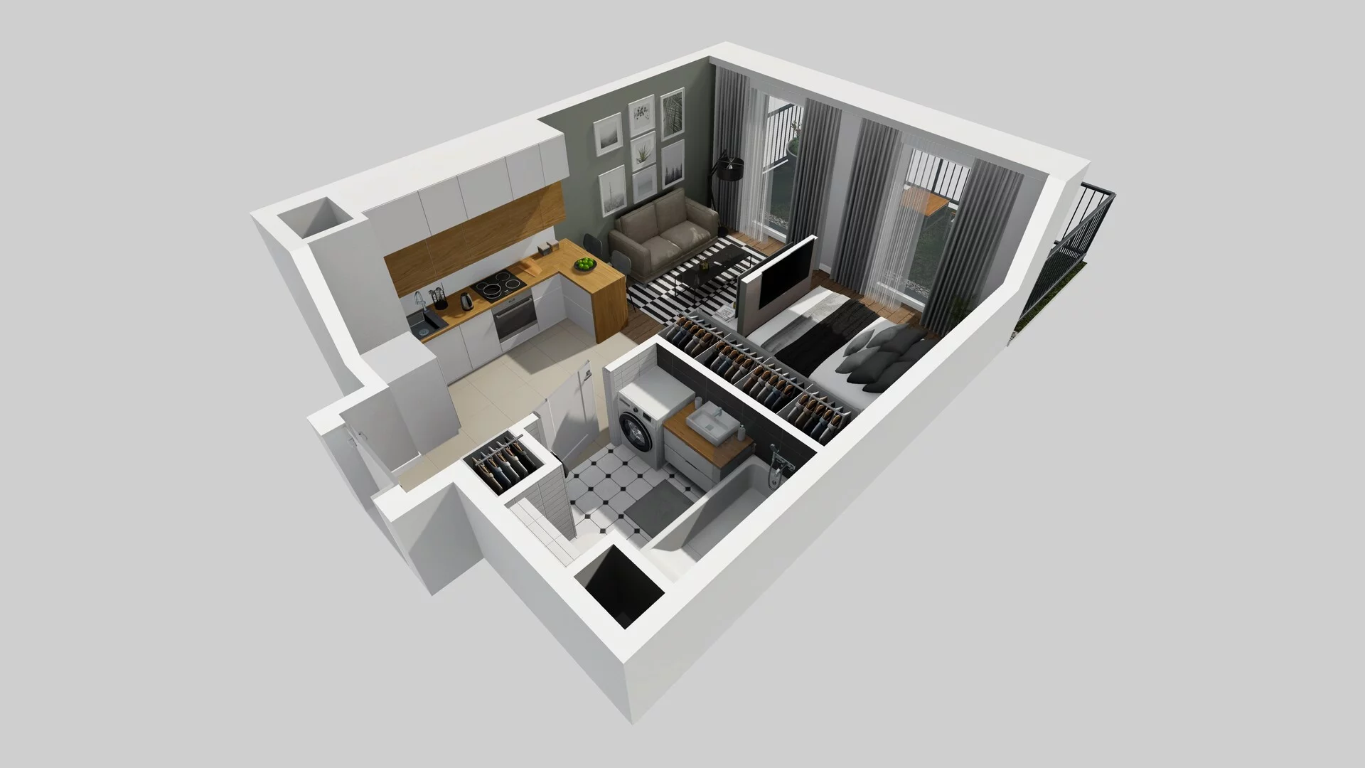 1 pokój, mieszkanie 29,84 m², parter, oferta nr F/3, Apartamenty Park Matecznego bud. F i G, Kraków, Podgórze, Mateczny, ul. Rydlówka / Nowoorawska