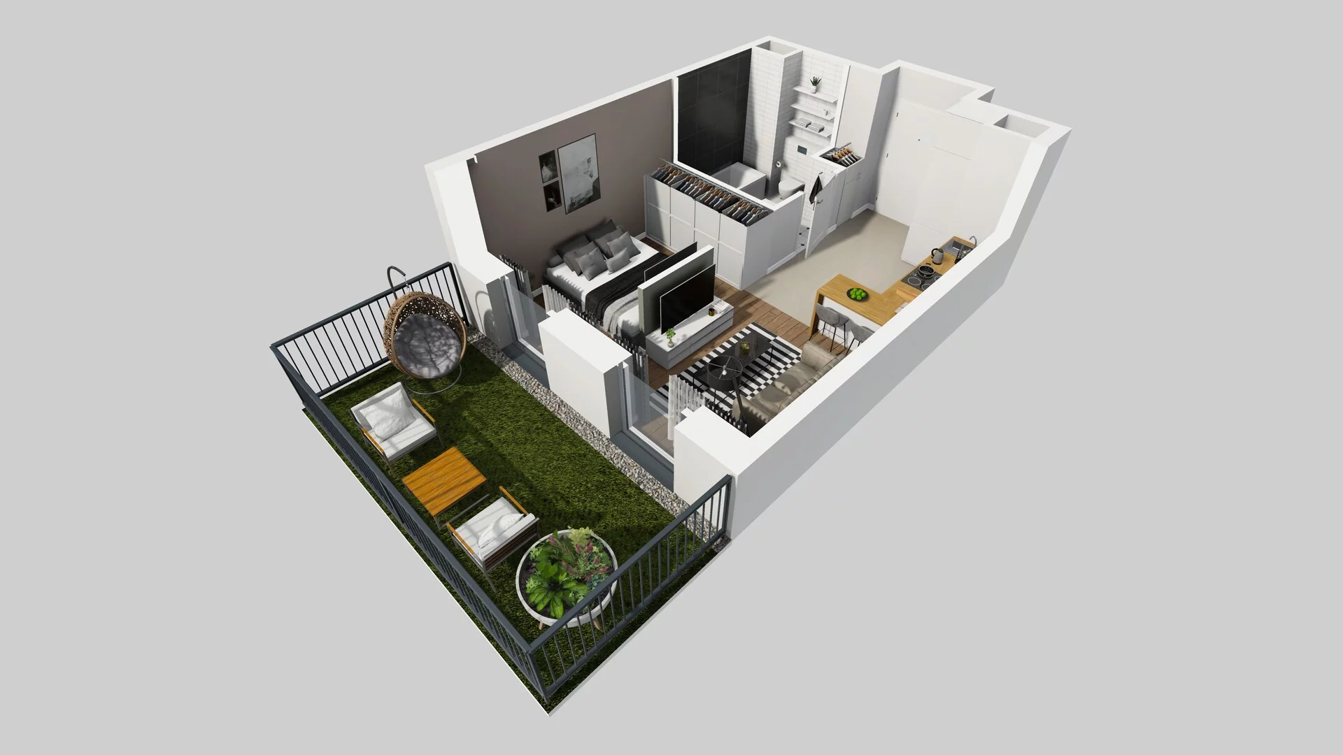 1 pokój, mieszkanie 29,84 m², parter, oferta nr F/3, Apartamenty Park Matecznego bud. F i G, Kraków, Podgórze, Mateczny, ul. Rydlówka / Nowoorawska