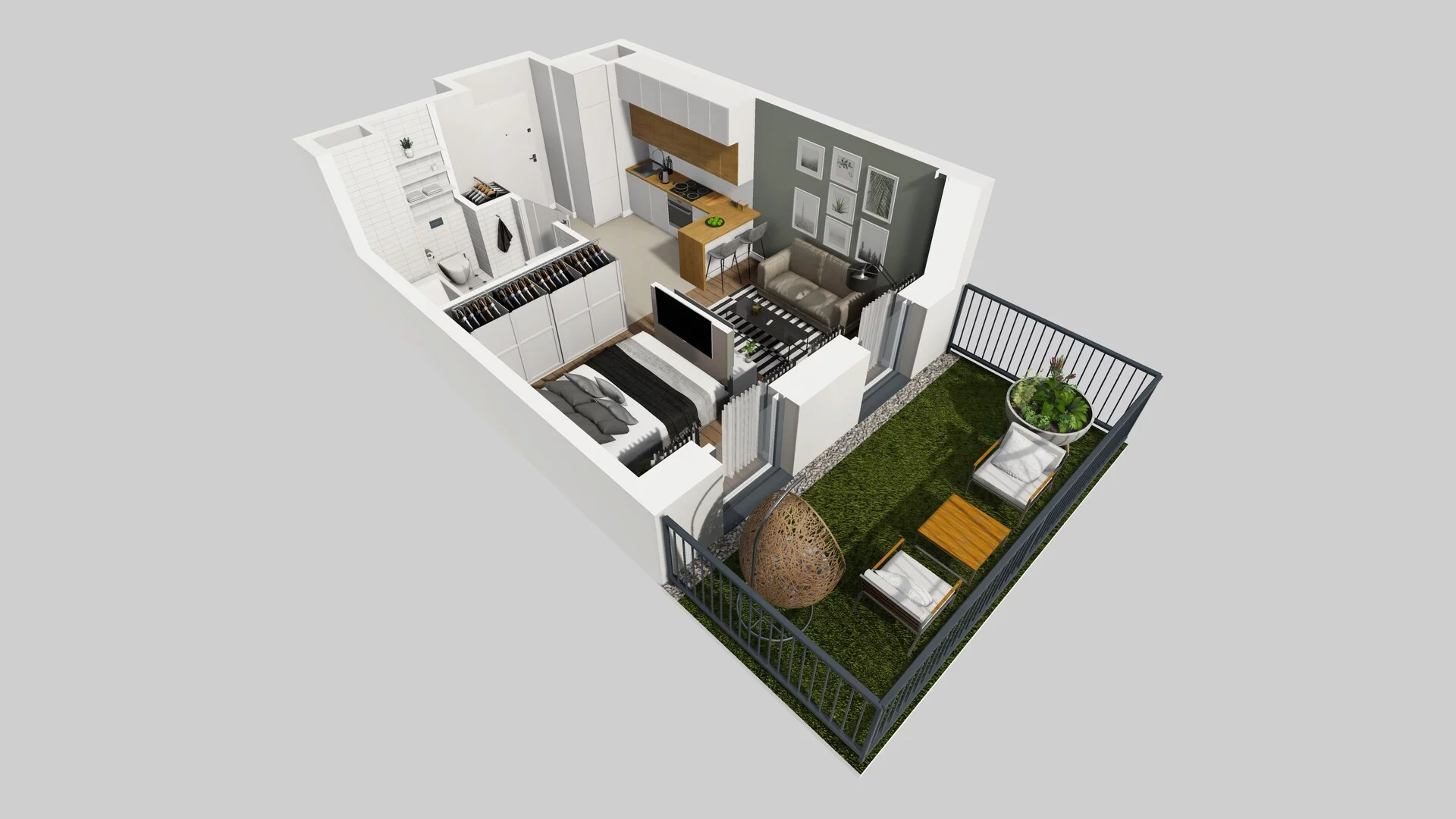 1 pokój, mieszkanie 29,84 m², parter, oferta nr F/3, Apartamenty Park Matecznego bud. F i G, Kraków, Podgórze, Mateczny, ul. Rydlówka / Nowoorawska