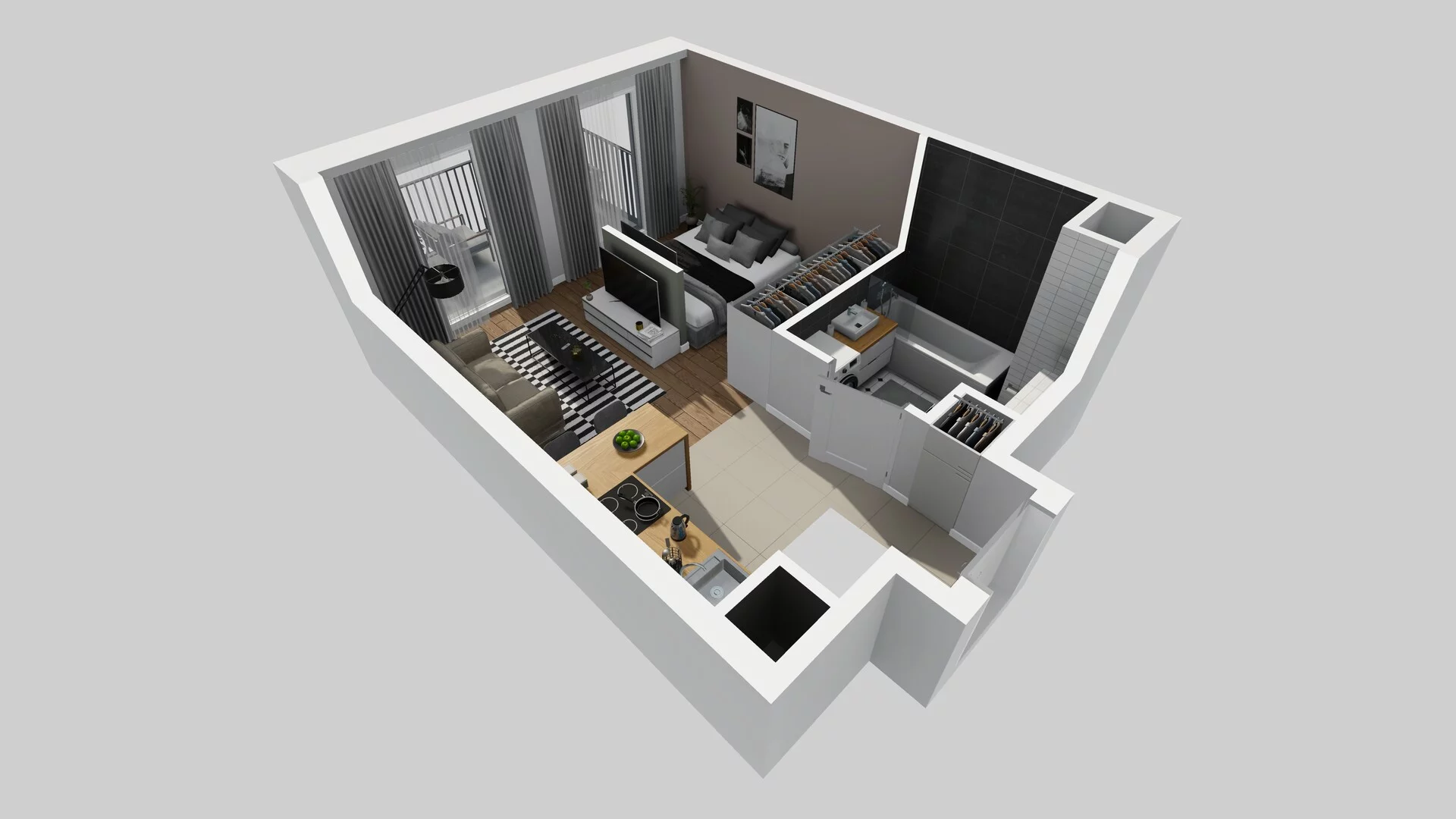 1 pokój, apartament 30,59 m², piętro 1, oferta nr F/6, Apartamenty Park Matecznego bud. F i G, Kraków, Podgórze, Mateczny, ul. Rydlówka / Nowoorawska