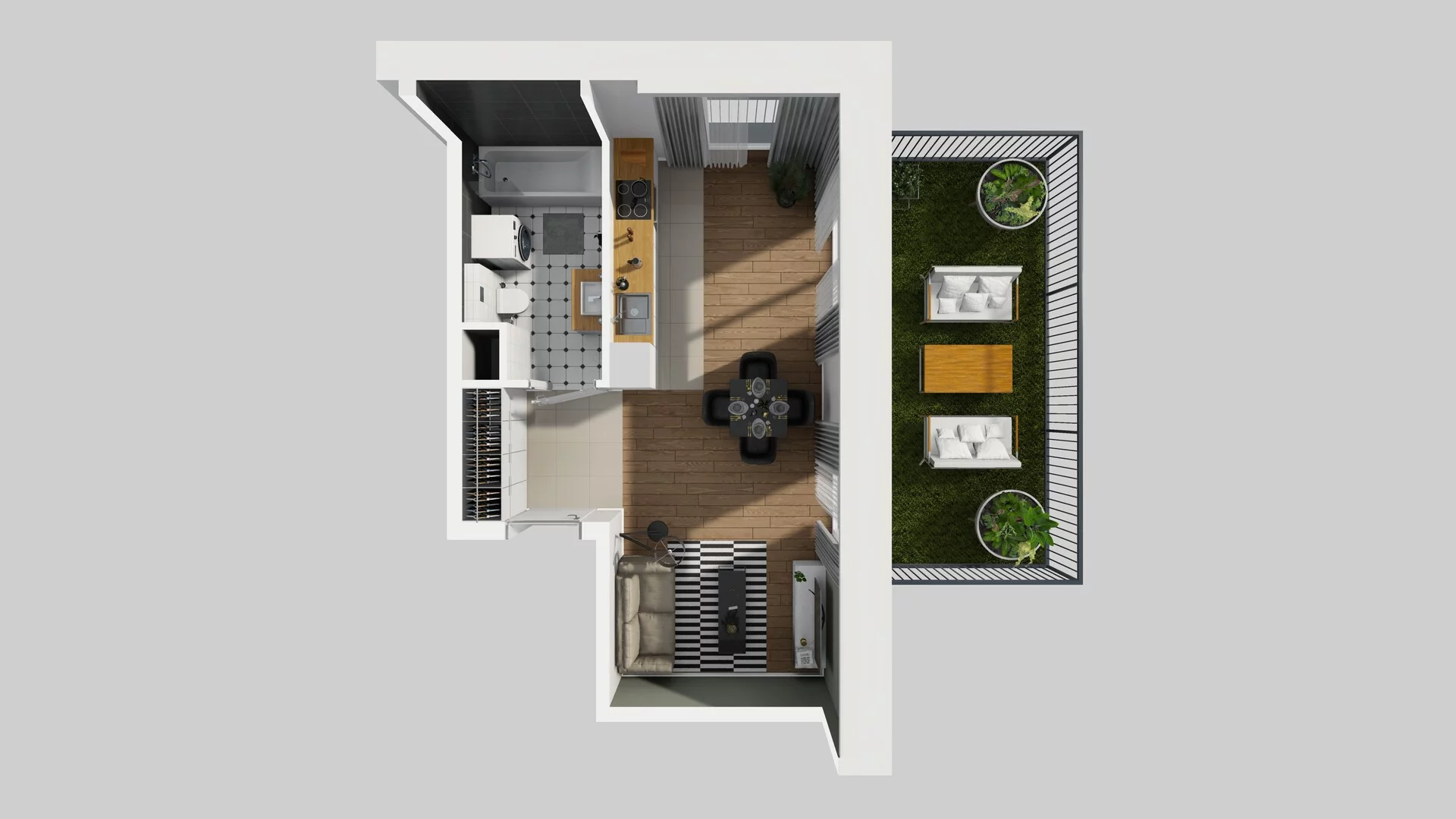 1 pokój, apartament 32,52 m², parter, oferta nr F/48, Apartamenty Park Matecznego bud. F i G, Kraków, Podgórze, Mateczny, ul. Rydlówka / Nowoorawska