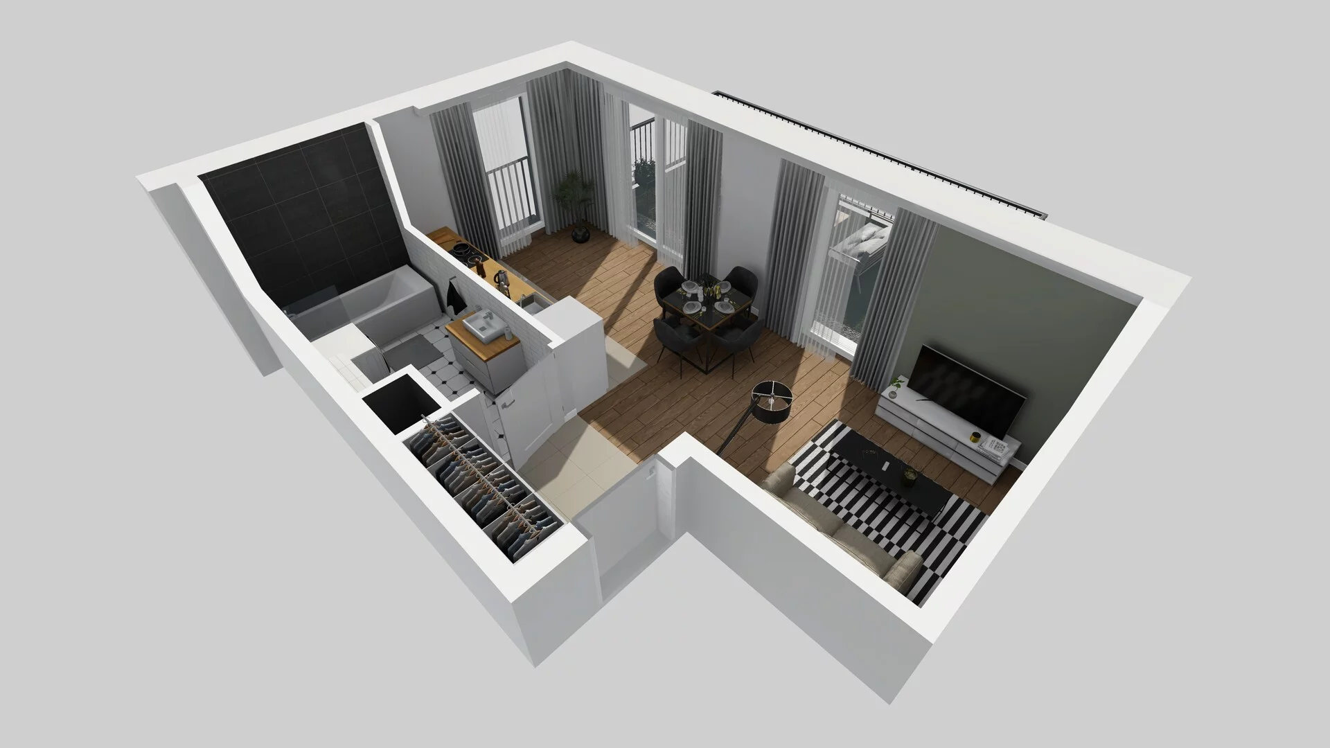 1 pokój, apartament 32,52 m², parter, oferta nr F/48, Apartamenty Park Matecznego bud. F i G, Kraków, Podgórze, Mateczny, ul. Rydlówka / Nowoorawska