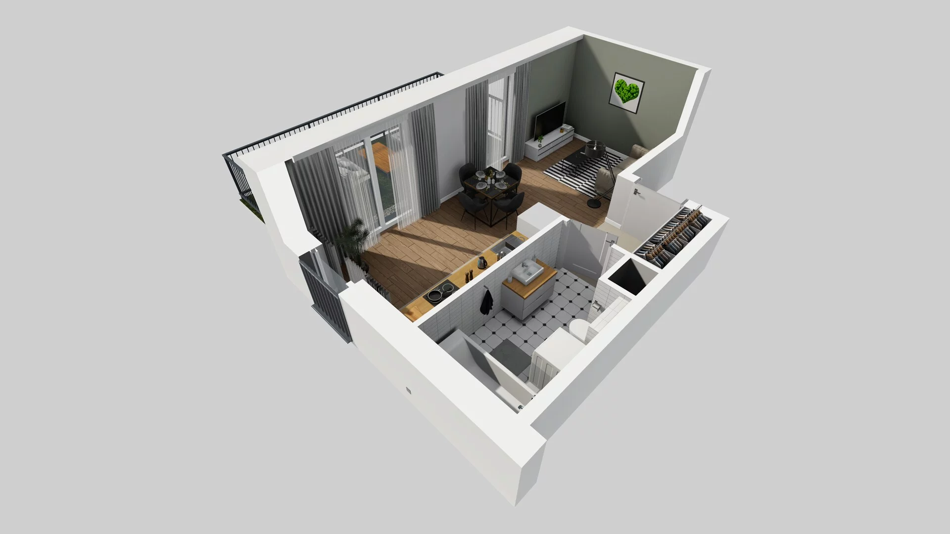 1 pokój, apartament 32,52 m², parter, oferta nr F/48, Apartamenty Park Matecznego bud. F i G, Kraków, Podgórze, Mateczny, ul. Rydlówka / Nowoorawska