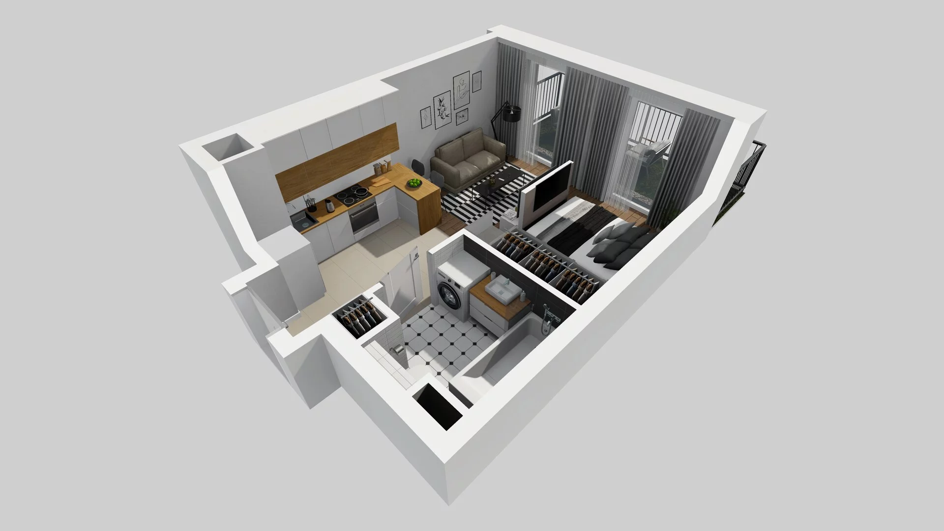 1 pokój, mieszkanie 29,99 m², parter, oferta nr F/59, Apartamenty Park Matecznego bud. F i G, Kraków, Podgórze, Mateczny, ul. Rydlówka / Nowoorawska