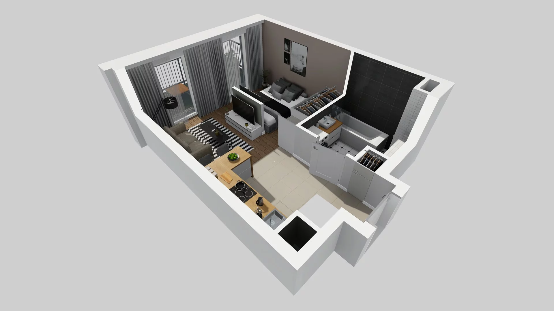 1 pokój, mieszkanie 29,99 m², parter, oferta nr F/59, Apartamenty Park Matecznego bud. F i G, Kraków, Podgórze, Mateczny, ul. Rydlówka / Nowoorawska