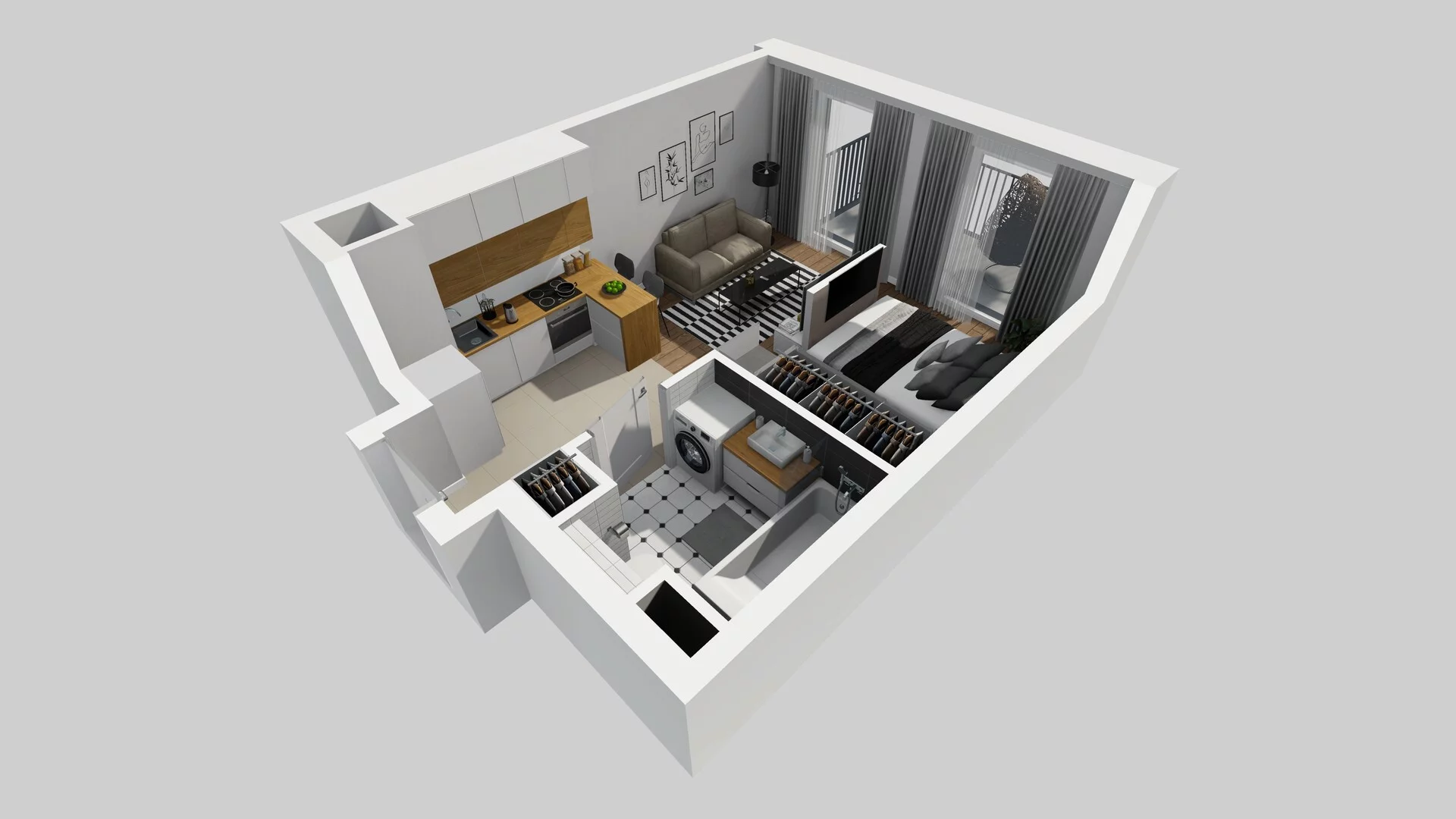1 pokój, apartament 30,70 m², piętro 1, oferta nr F/63, Apartamenty Park Matecznego bud. F i G, Kraków, Podgórze, Mateczny, ul. Rydlówka / Nowoorawska