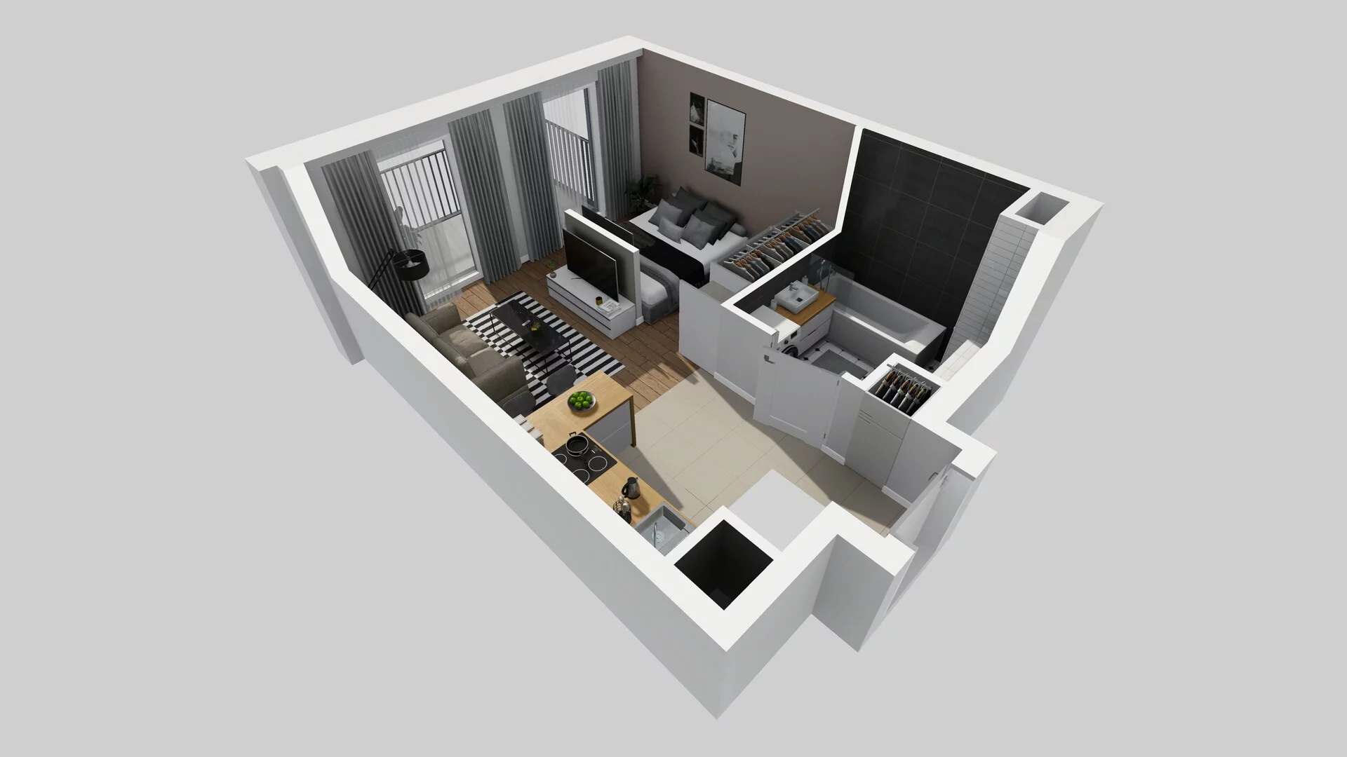 1 pokój, apartament 30,70 m², piętro 1, oferta nr F/63, Apartamenty Park Matecznego bud. F i G, Kraków, Podgórze, Mateczny, ul. Rydlówka / Nowoorawska