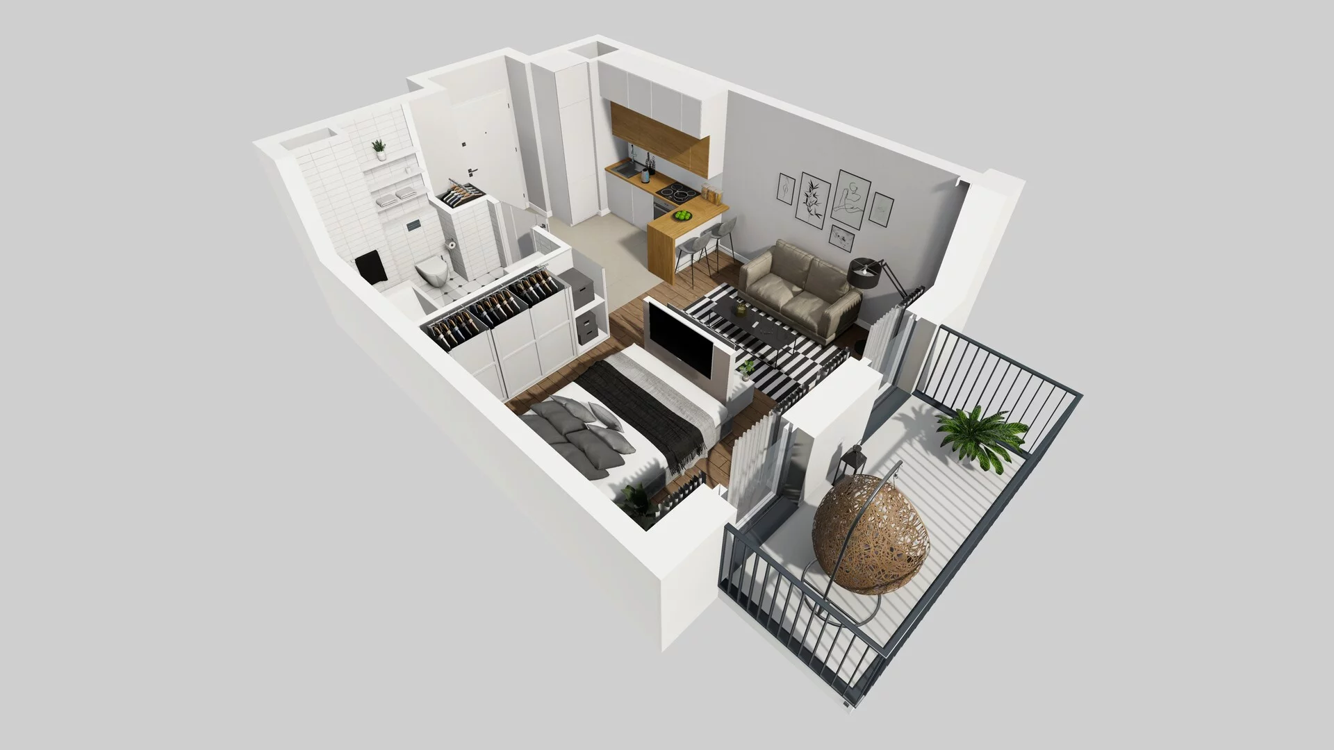 1 pokój, apartament 30,70 m², piętro 1, oferta nr F/63, Apartamenty Park Matecznego bud. F i G, Kraków, Podgórze, Mateczny, ul. Rydlówka / Nowoorawska