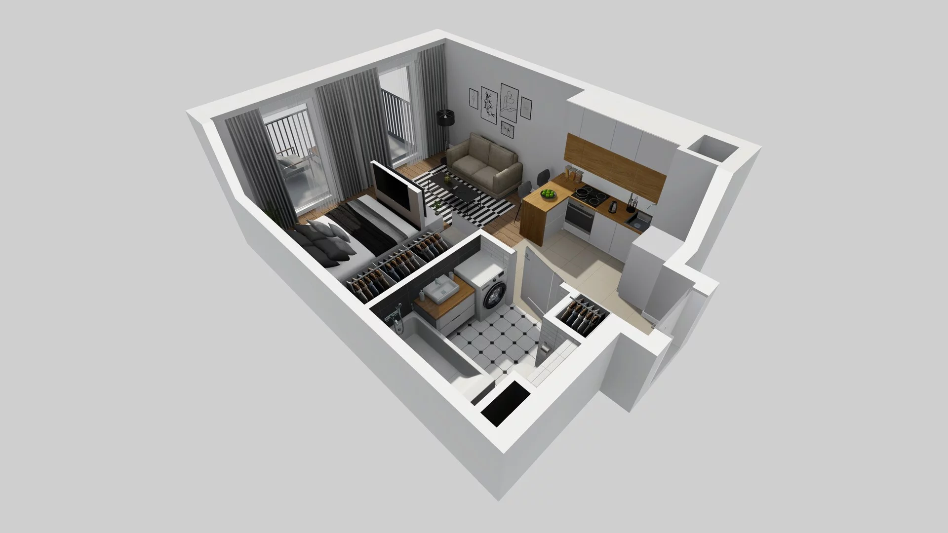 1 pokój, apartament 30,70 m², piętro 2, oferta nr F/66, Apartamenty Park Matecznego bud. F i G, Kraków, Podgórze, Mateczny, ul. Rydlówka / Nowoorawska