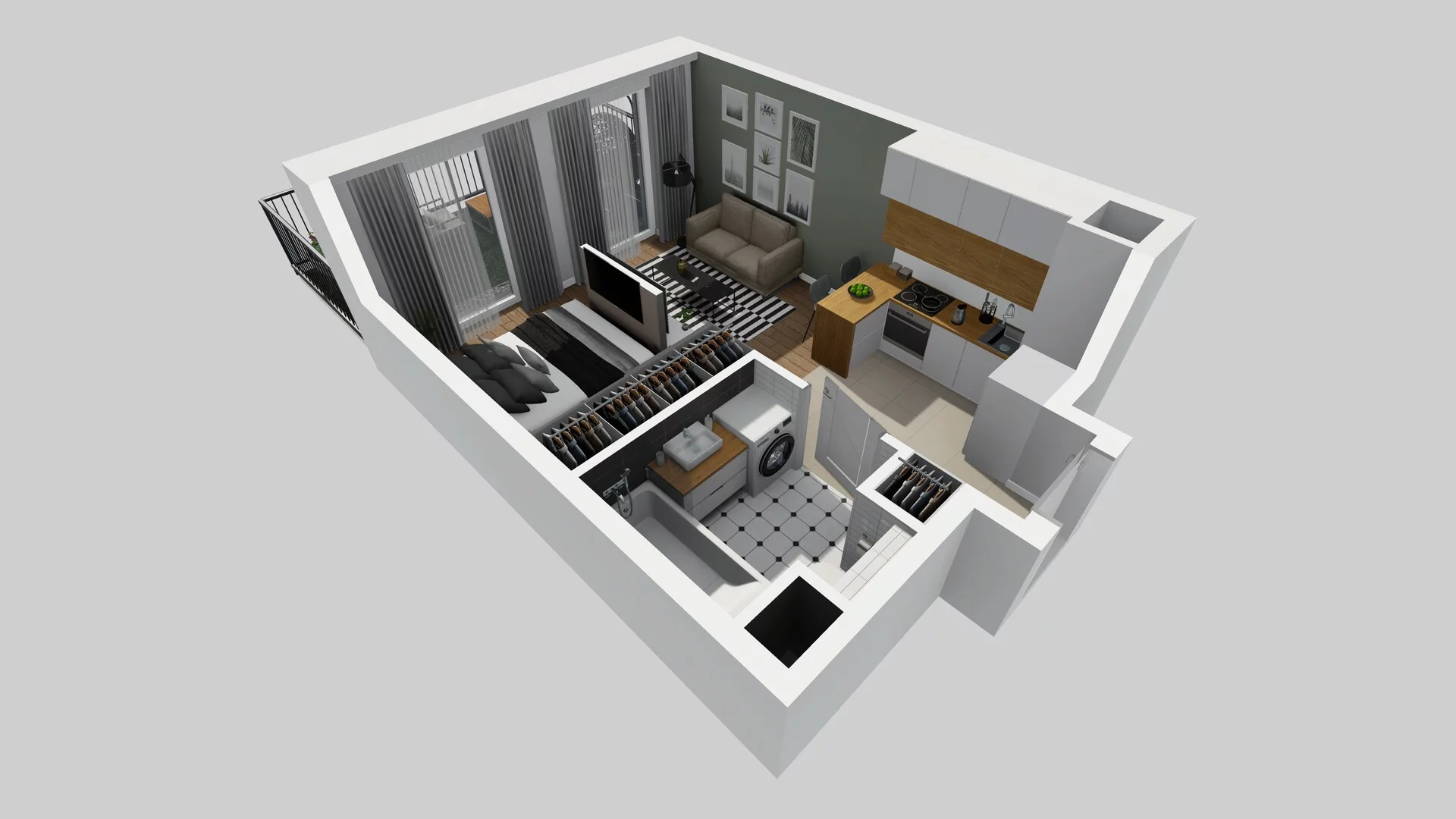 1 pokój, apartament 29,86 m², parter, oferta nr G/2, Apartamenty Park Matecznego bud. F i G, Kraków, Podgórze, Mateczny, ul. Rydlówka / Nowoorawska