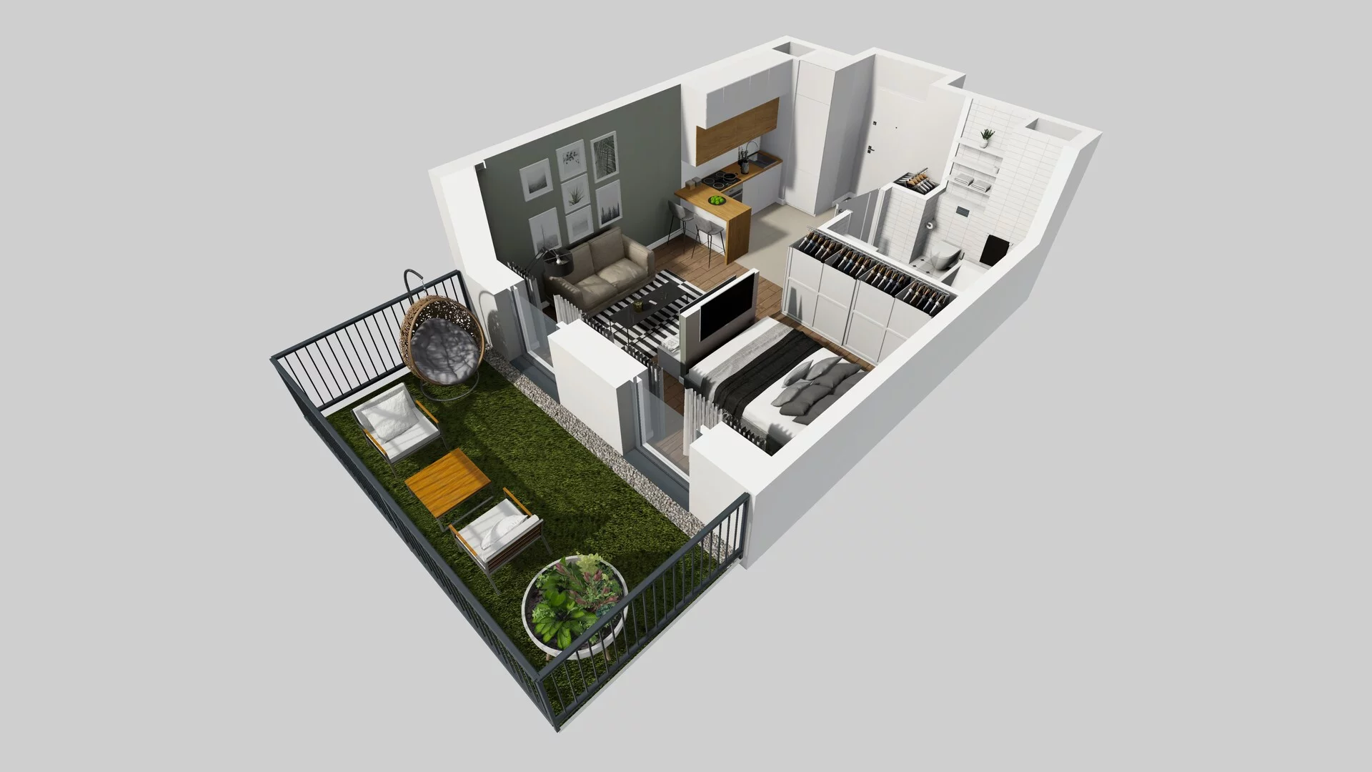 1 pokój, apartament 29,86 m², parter, oferta nr G/2, Apartamenty Park Matecznego bud. F i G, Kraków, Podgórze, Mateczny, ul. Rydlówka / Nowoorawska