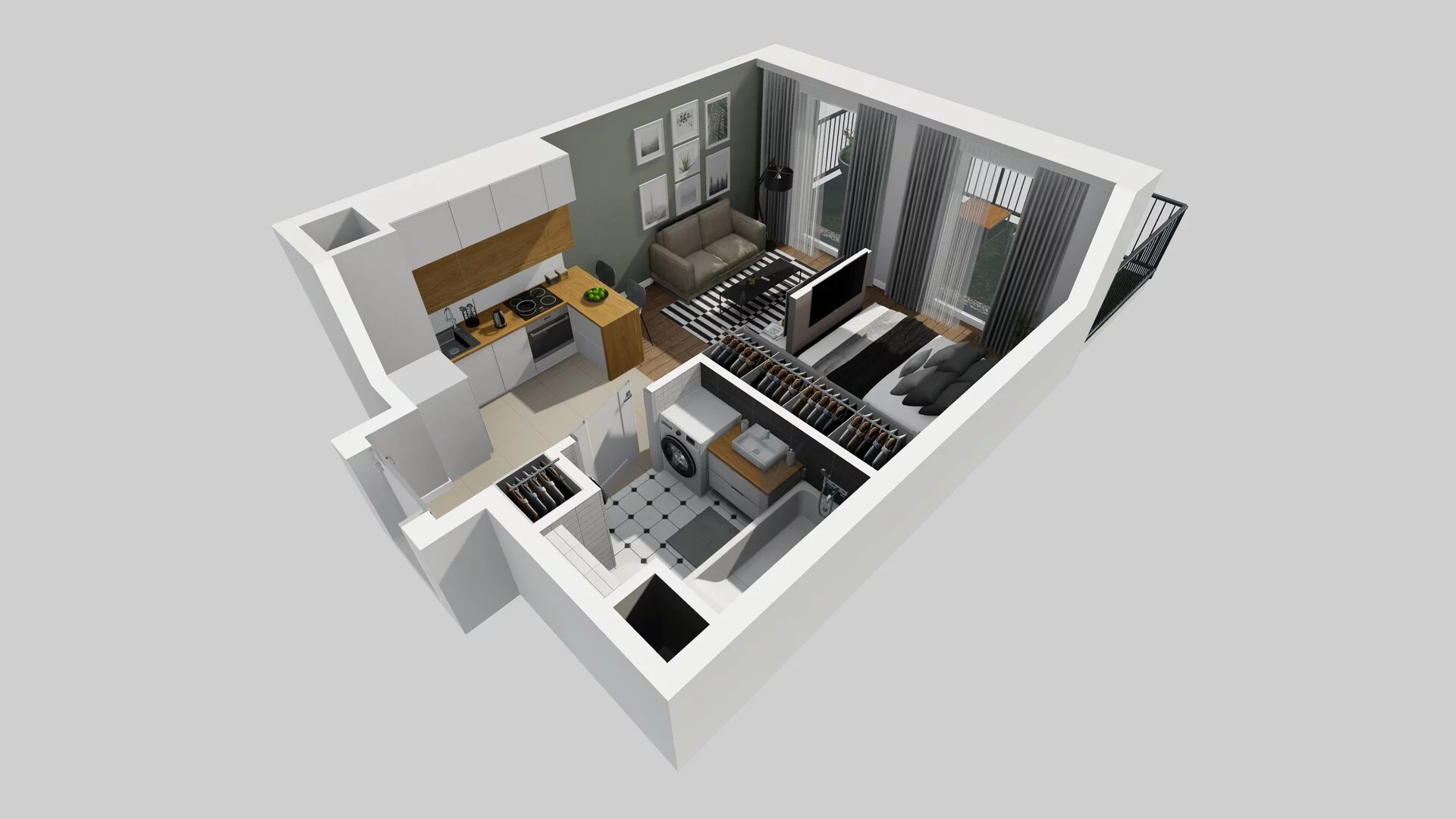 1 pokój, mieszkanie 29,84 m², parter, oferta nr G/3, Apartamenty Park Matecznego bud. F i G, Kraków, Podgórze, Mateczny, ul. Rydlówka / Nowoorawska