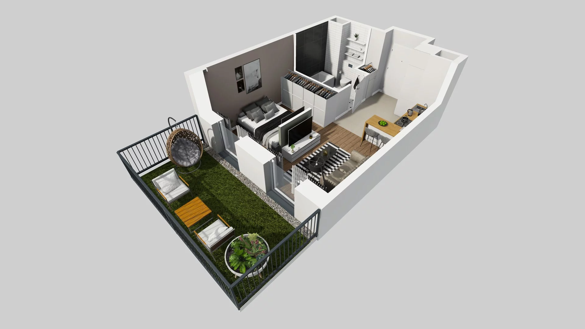 1 pokój, mieszkanie 29,84 m², parter, oferta nr G/3, Apartamenty Park Matecznego bud. F i G, Kraków, Podgórze, Mateczny, ul. Rydlówka / Nowoorawska
