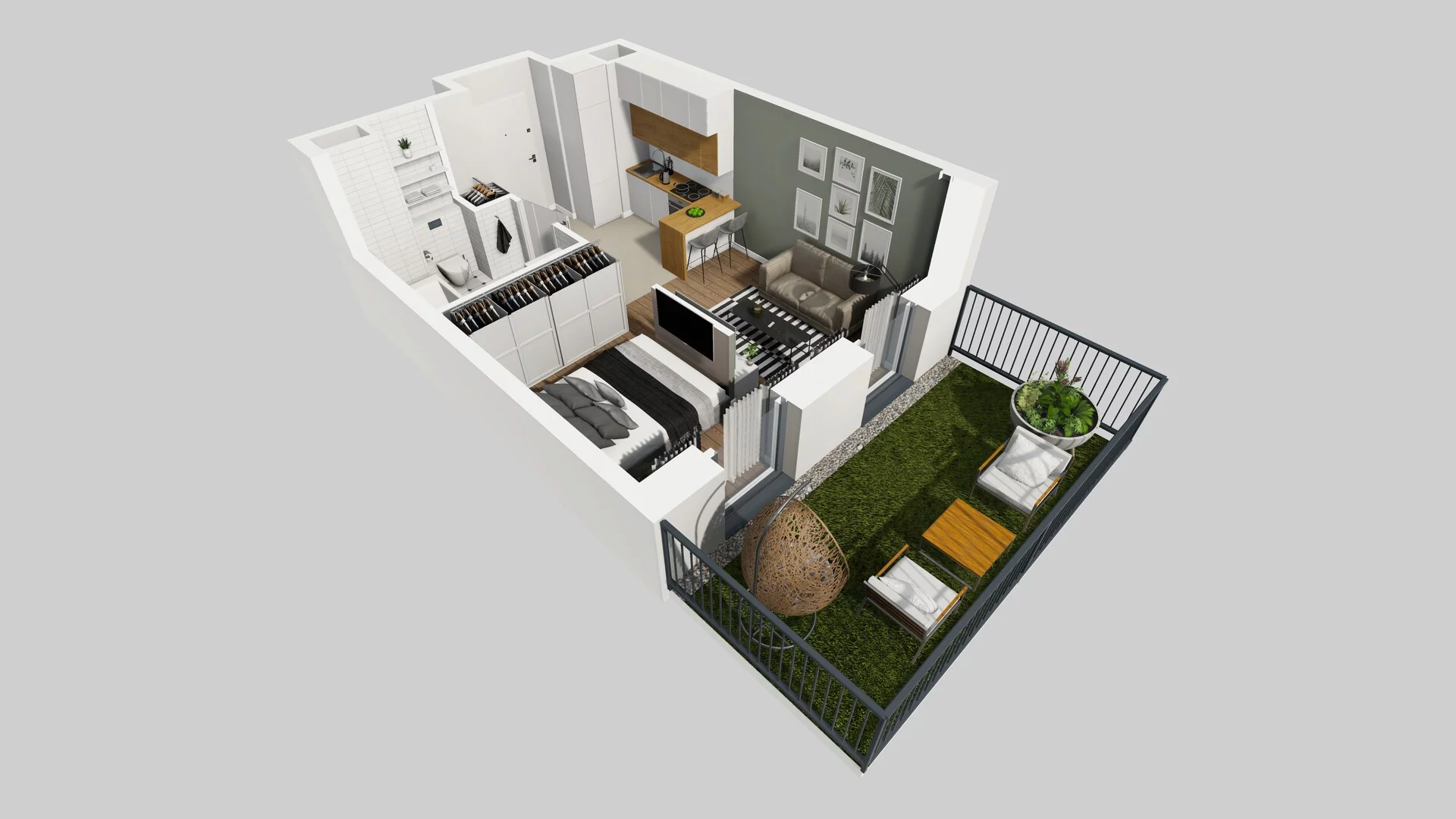 1 pokój, mieszkanie 29,84 m², parter, oferta nr G/3, Apartamenty Park Matecznego bud. F i G, Kraków, Podgórze, Mateczny, ul. Rydlówka / Nowoorawska