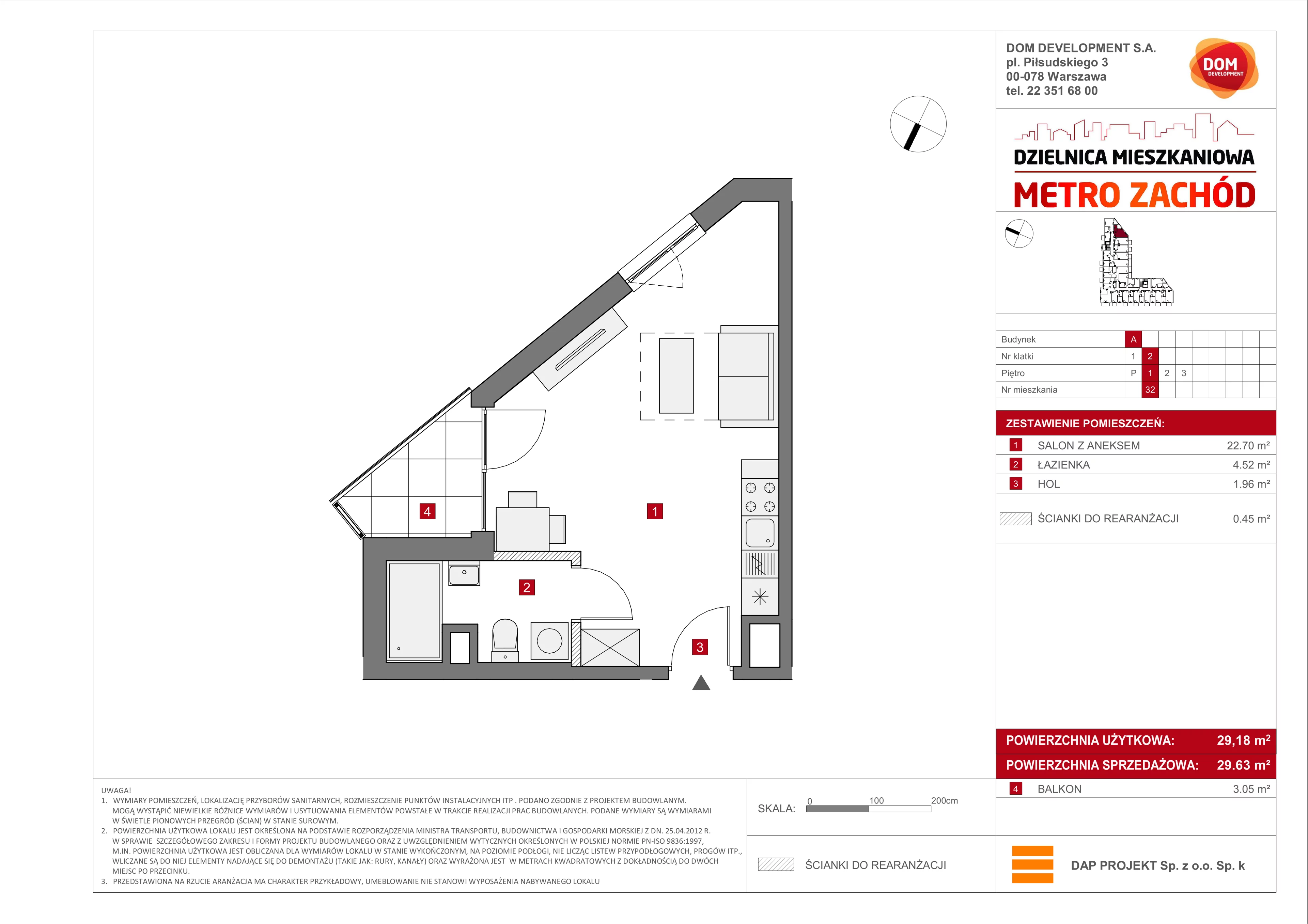 Mieszkanie 29,63 m², piętro 1, oferta nr A/32, Metro Zachód etap 6, Warszawa, Bemowo, Chrzanów, ul. Szeligowska