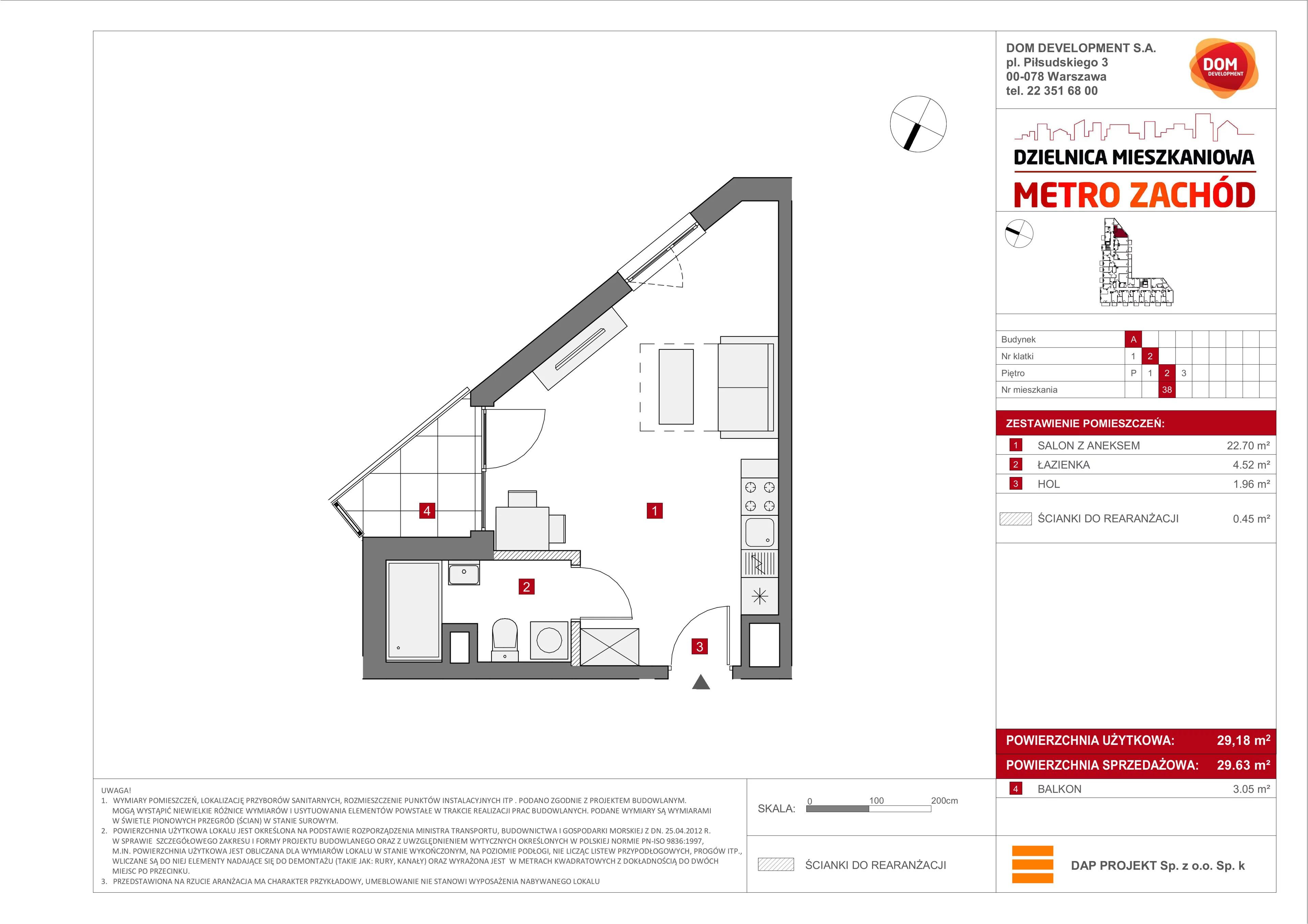 Mieszkanie 29,63 m², piętro 2, oferta nr A/38, Metro Zachód etap 6, Warszawa, Bemowo, Chrzanów, ul. Szeligowska