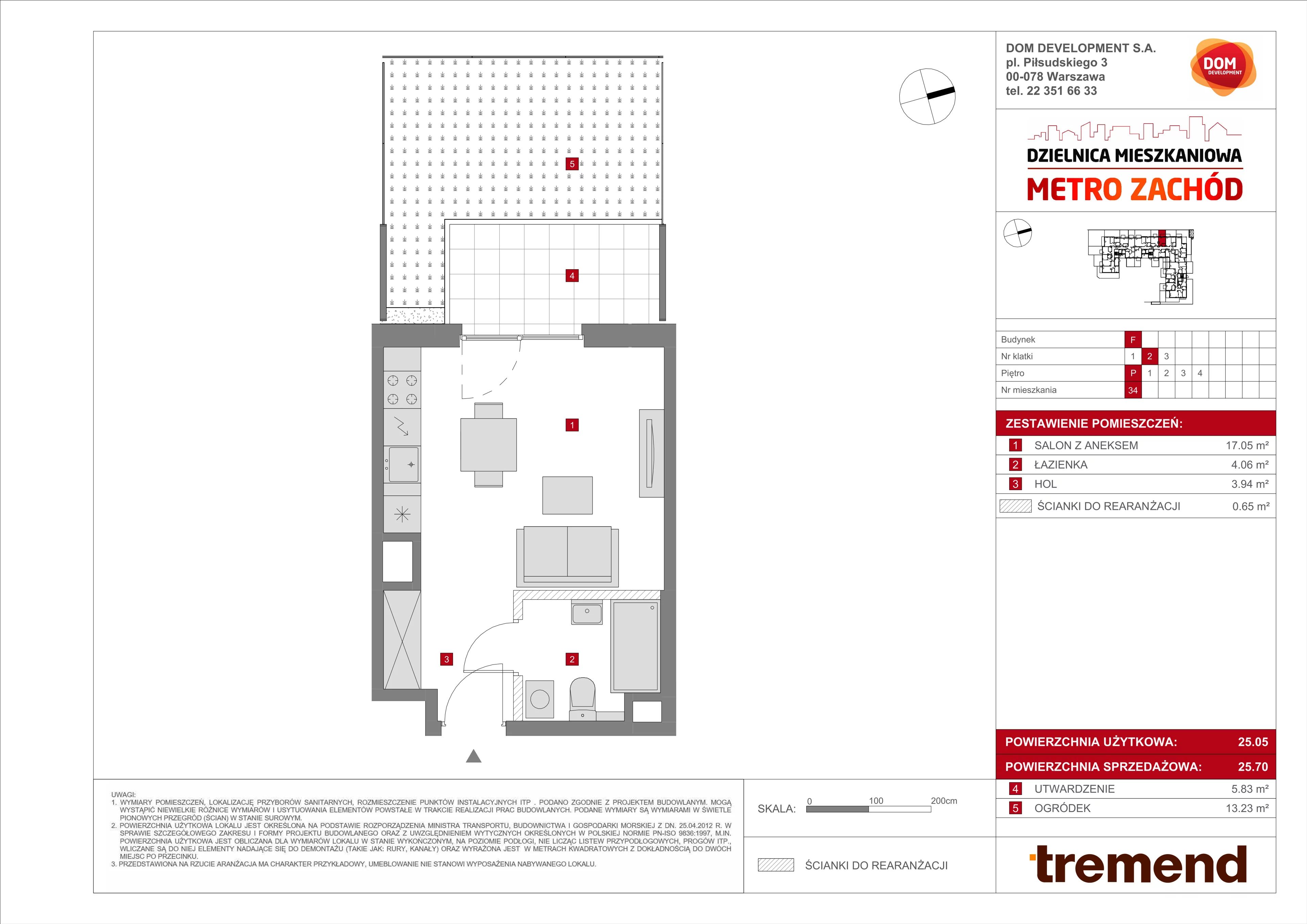 Mieszkanie 25,70 m², parter, oferta nr F/34, Metro Zachód, Warszawa, Bemowo, Chrzanów, ul. Szeligowska