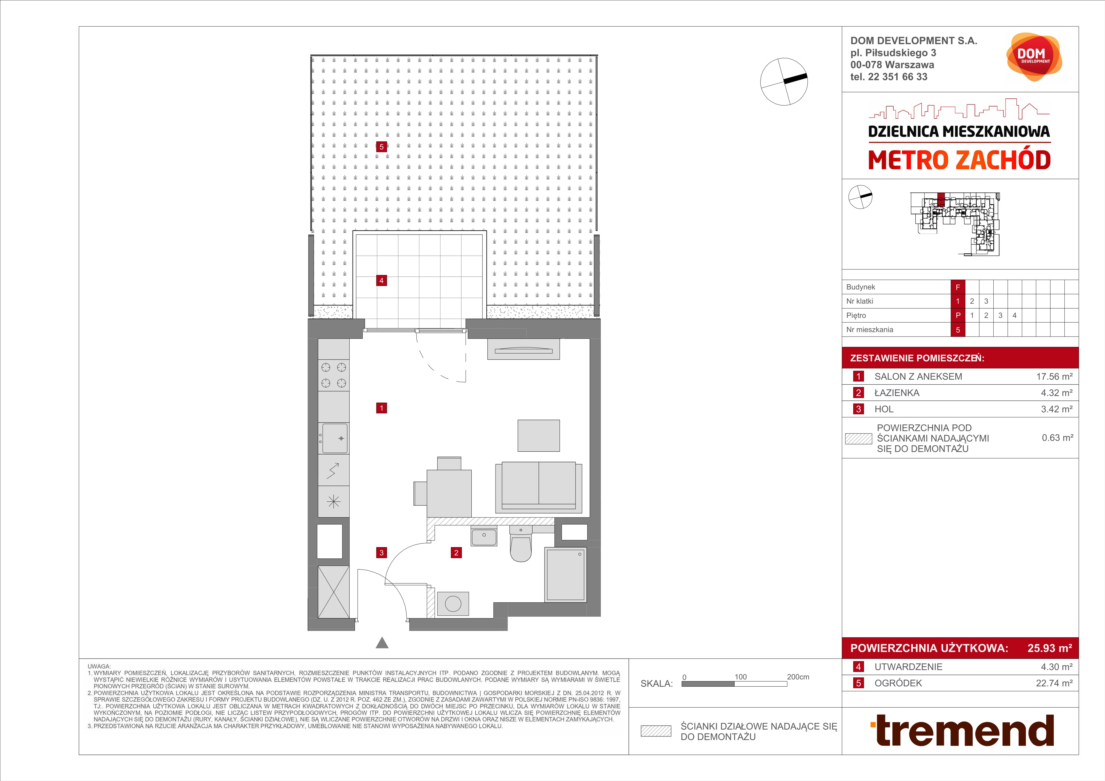 Mieszkanie 25,93 m², parter, oferta nr F/5, Metro Zachód, Warszawa, Bemowo, Chrzanów, ul. Szeligowska