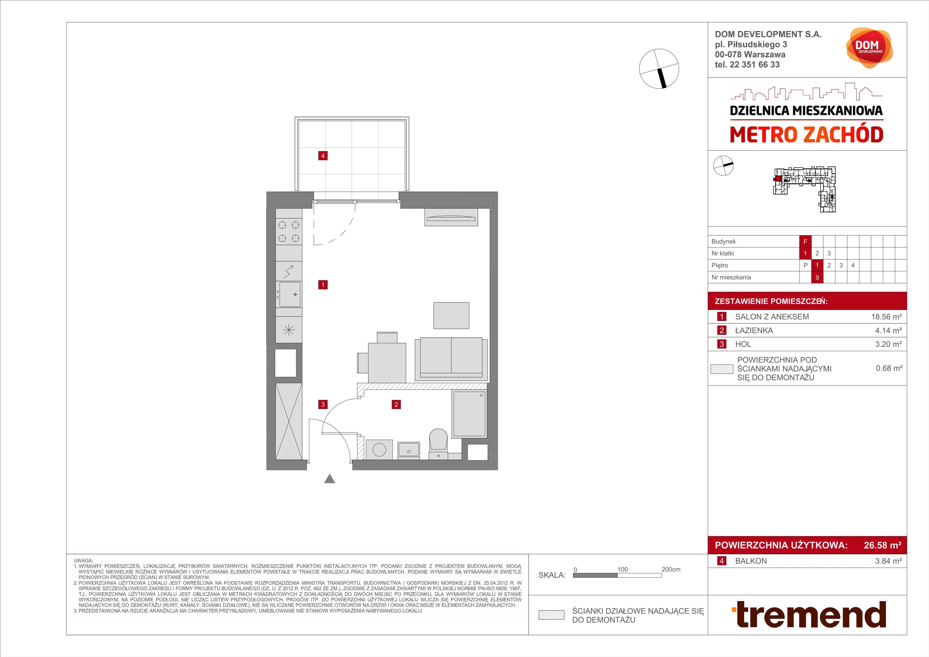 Mieszkanie 26,58 m², piętro 1, oferta nr F/9, Metro Zachód, Warszawa, Bemowo, Chrzanów, ul. Szeligowska