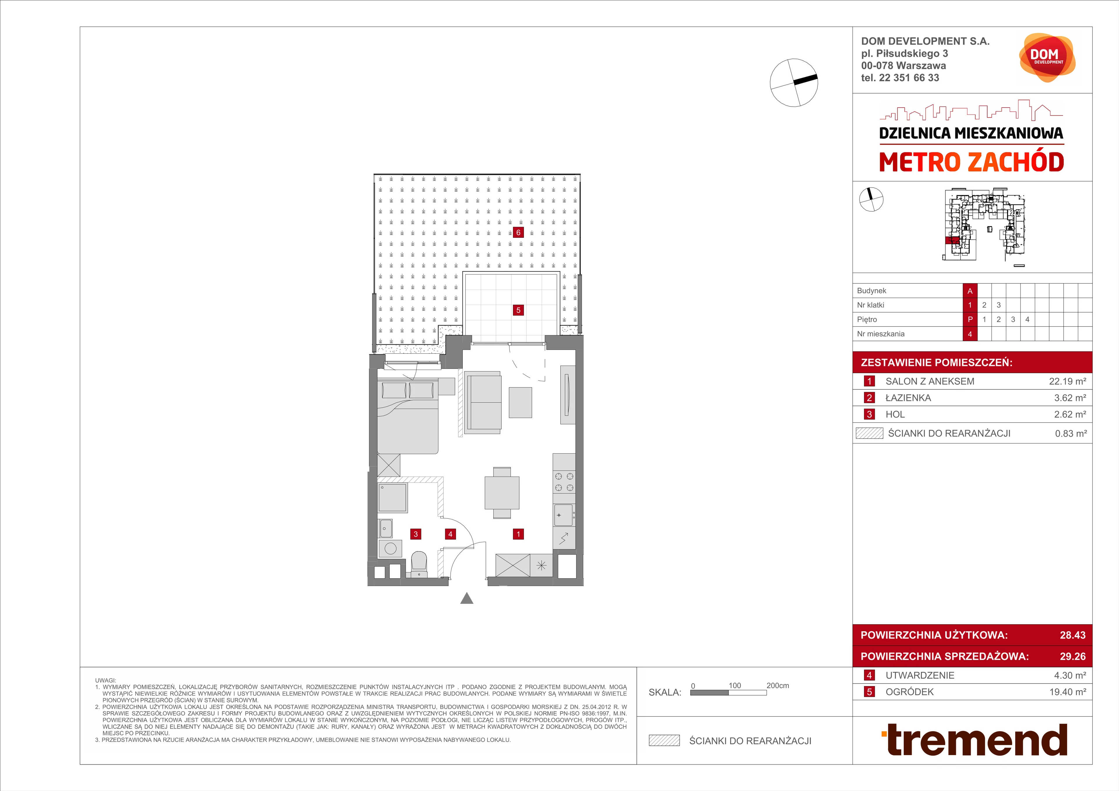 1 pokój, mieszkanie 29,26 m², parter, oferta nr A/4, Metro Zachód 8 bud. A, C, Warszawa, Bemowo, Chrzanów, ul. Szeligowska