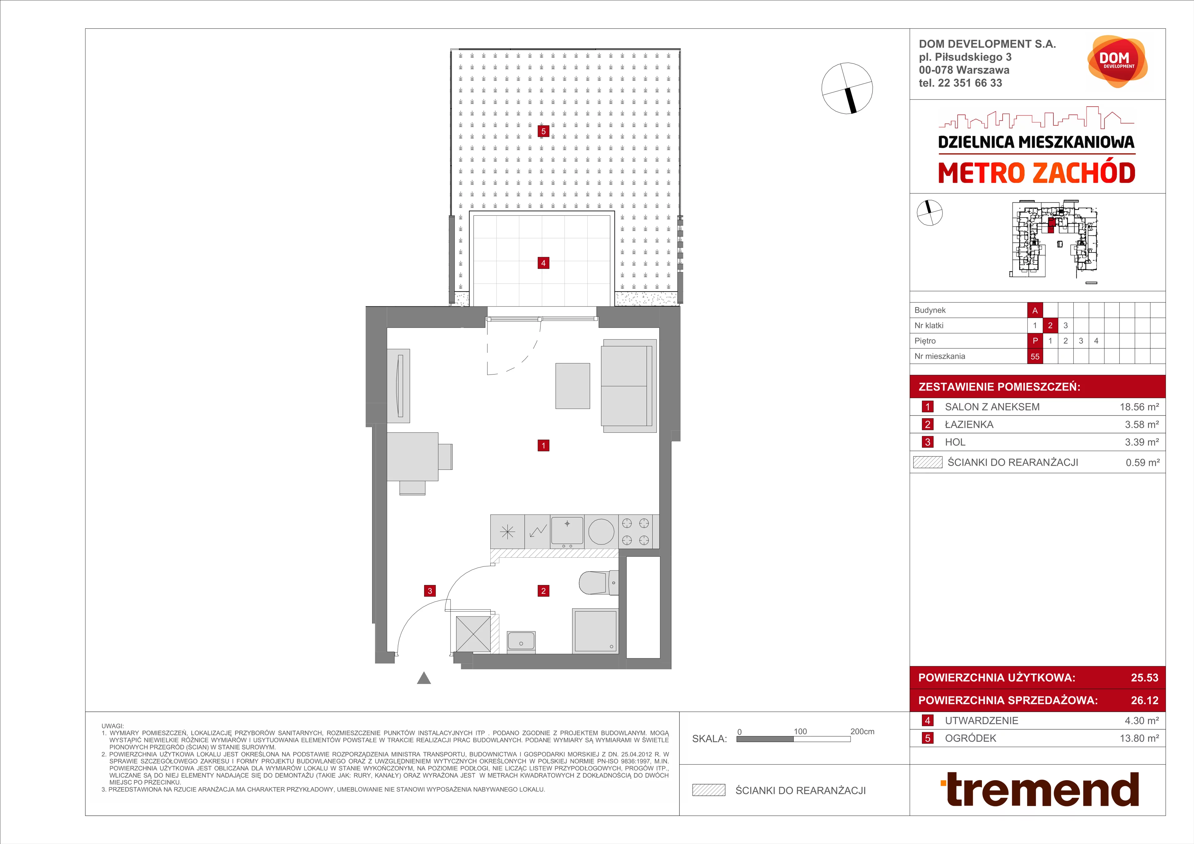 1 pokój, mieszkanie 26,12 m², parter, oferta nr A/55, Metro Zachód 8 bud. A, C, Warszawa, Bemowo, Chrzanów, ul. Szeligowska