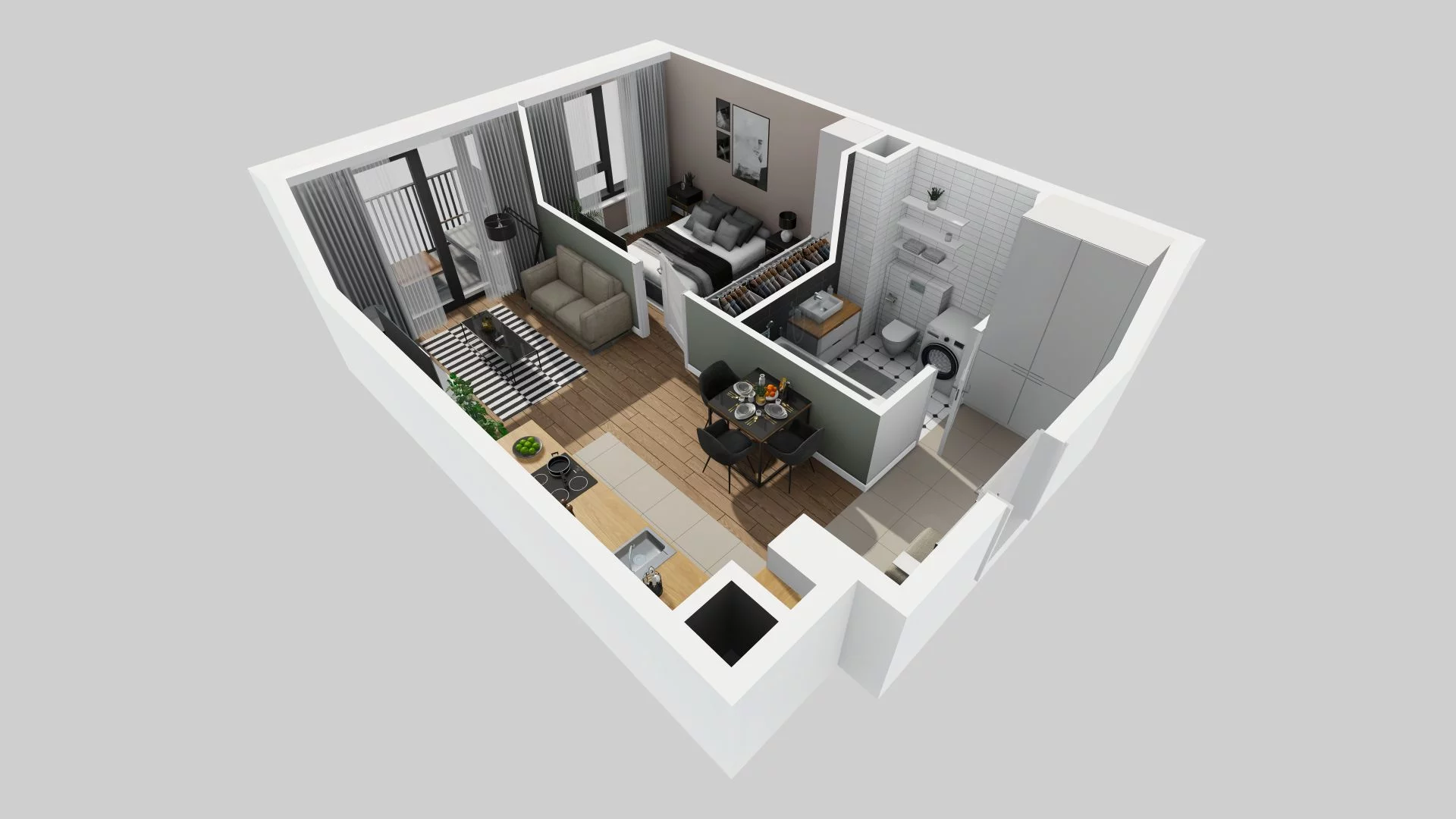 2 pokoje, mieszkanie 37,06 m², piętro 1, oferta nr D/9, Osiedle przy Alejach, Warszawa, Włochy, Stare Włochy, Aleje Jerozolimskie 190