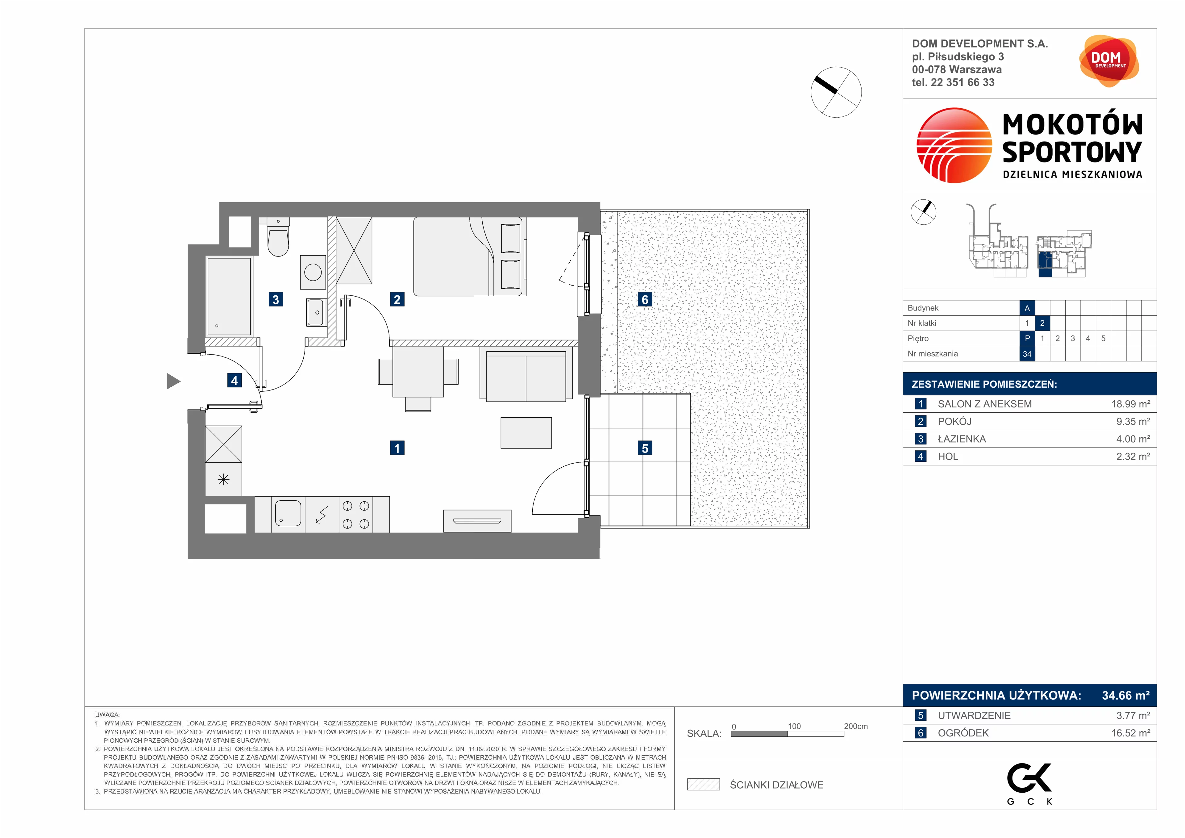 Mieszkanie 34,66 m², parter, oferta nr A/34, Mokotów Sportowy, Warszawa, Mokotów, Augustówka, ul. Antoniewska 6