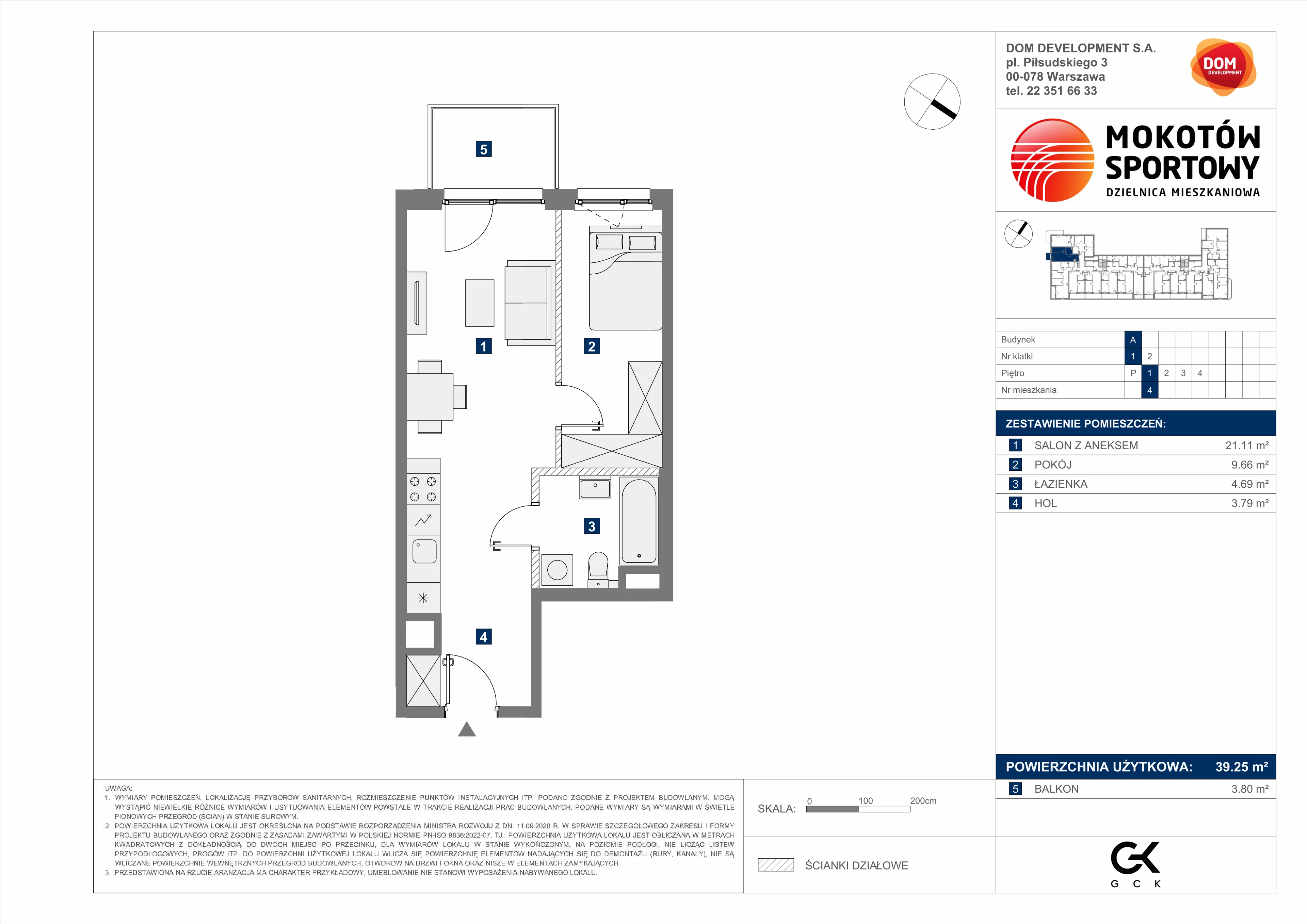 2 pokoje, mieszkanie 39,25 m², piętro 1, oferta nr A/4, Mokotów Sportowy 3, Warszawa, Mokotów, Augustówka, ul. Antoniewska